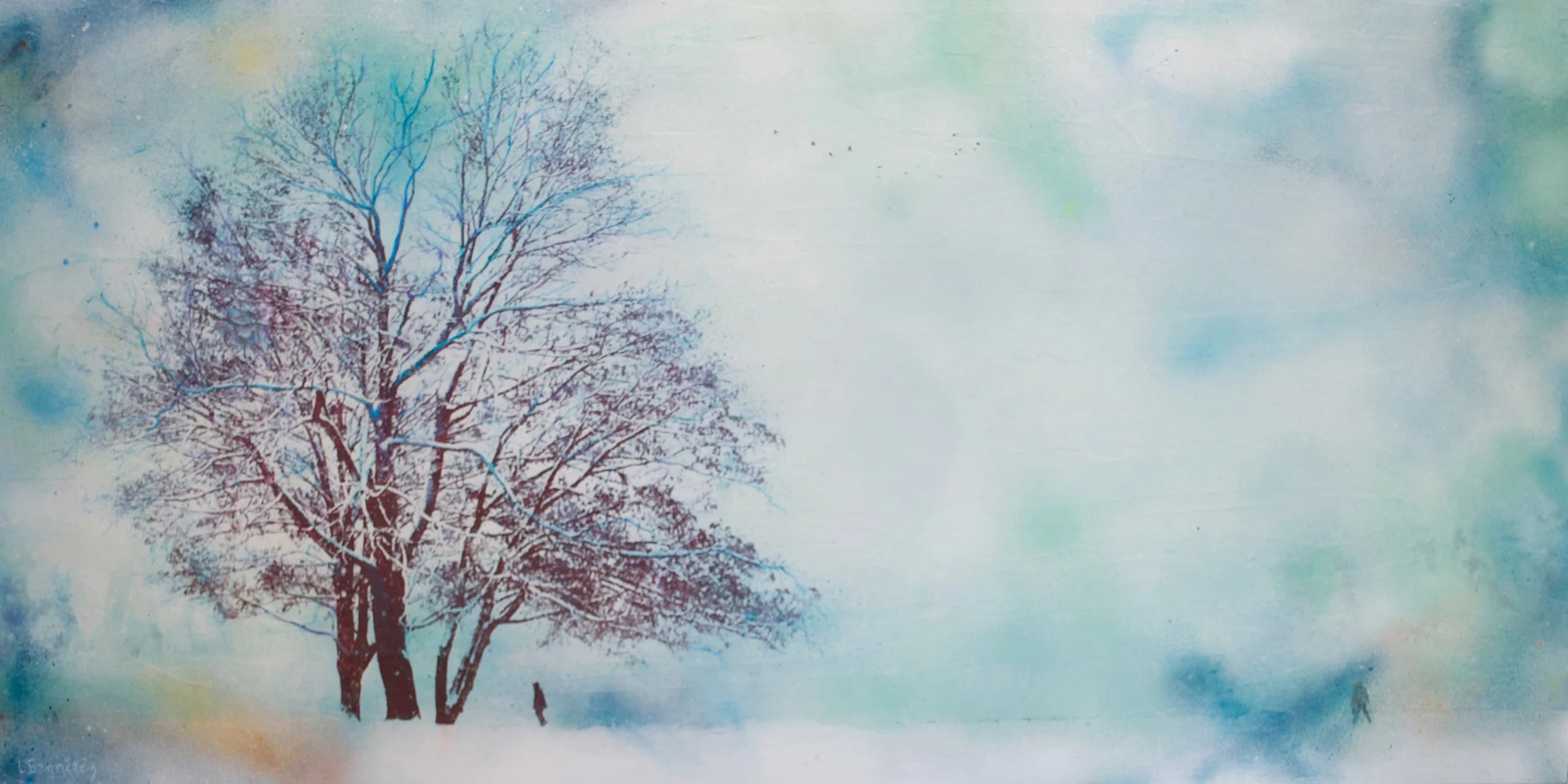 A Winter Eden 2017, mixed media on cradled panel, 24x48 inches sold
