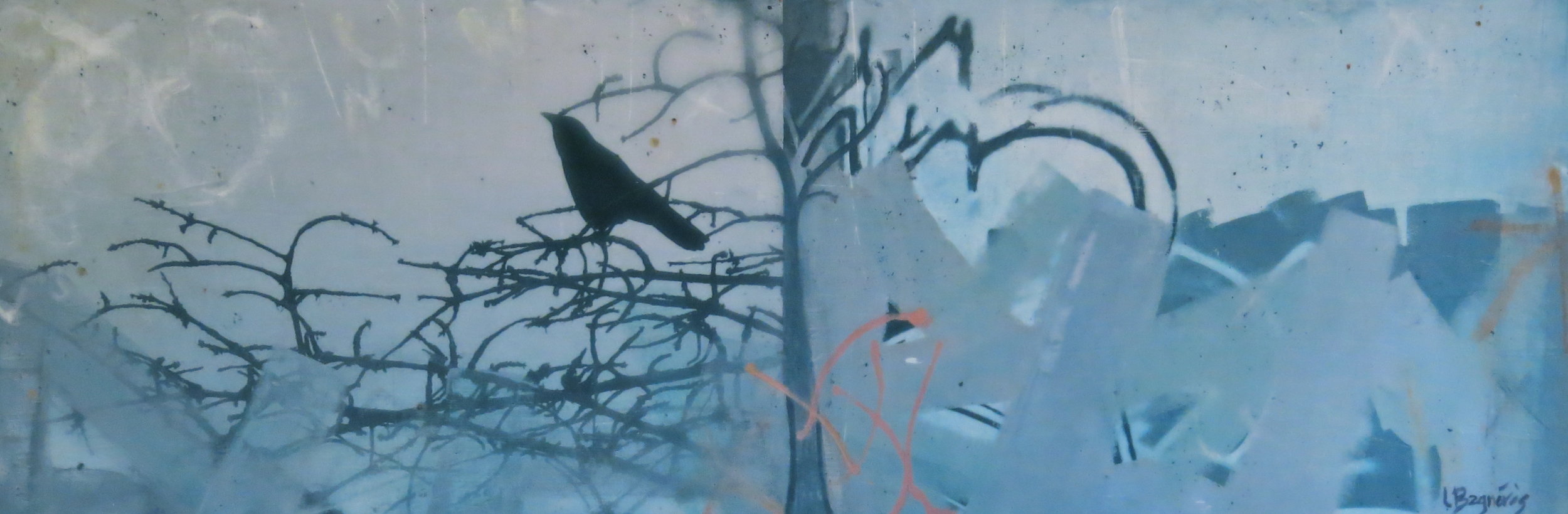   Suburban Fusion  2013, mixed media on cradled panel, 36x12 inches  sold  