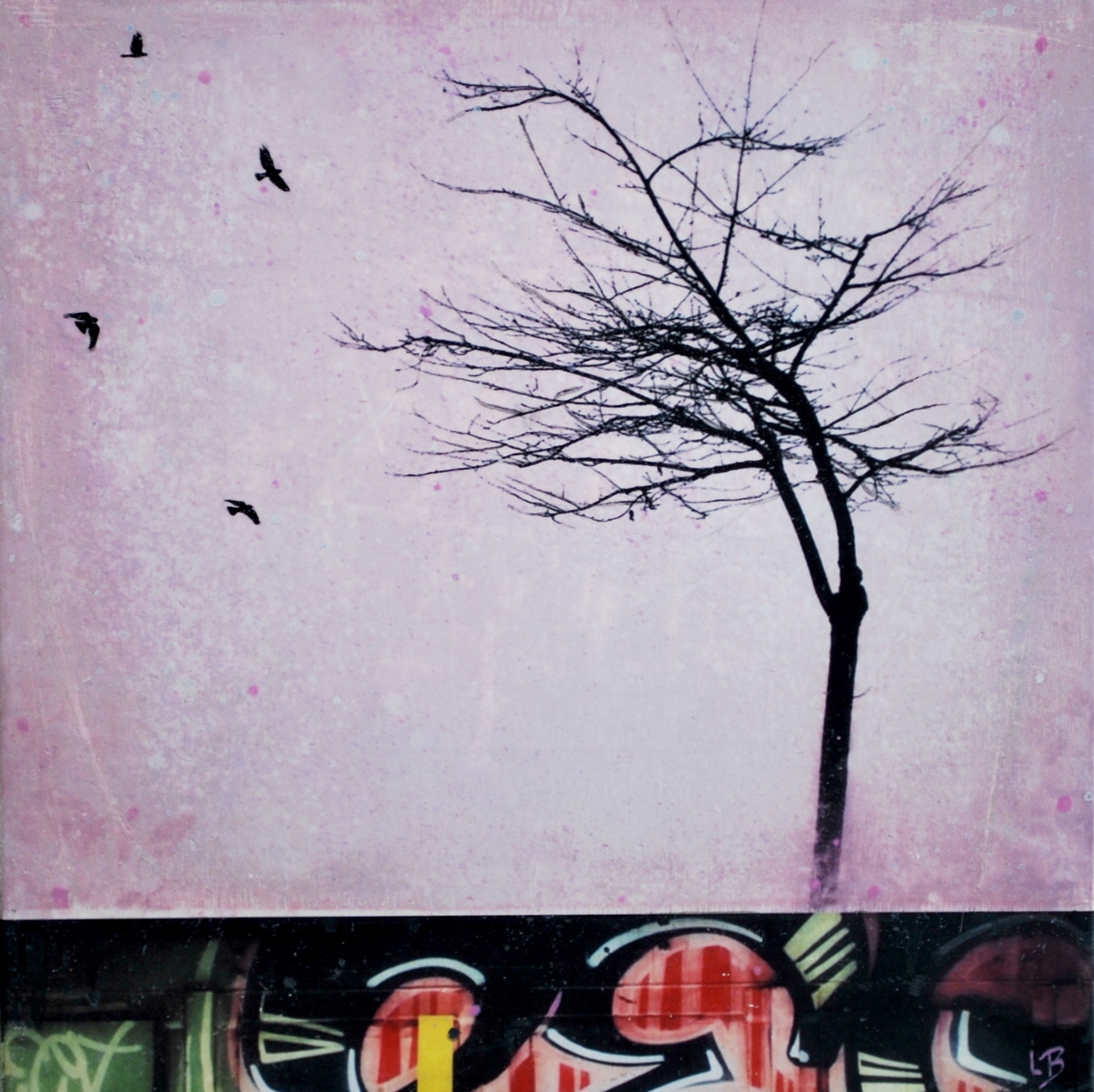 Living on the Edge 2018 Mixed media on cradled panel 10x10 inches