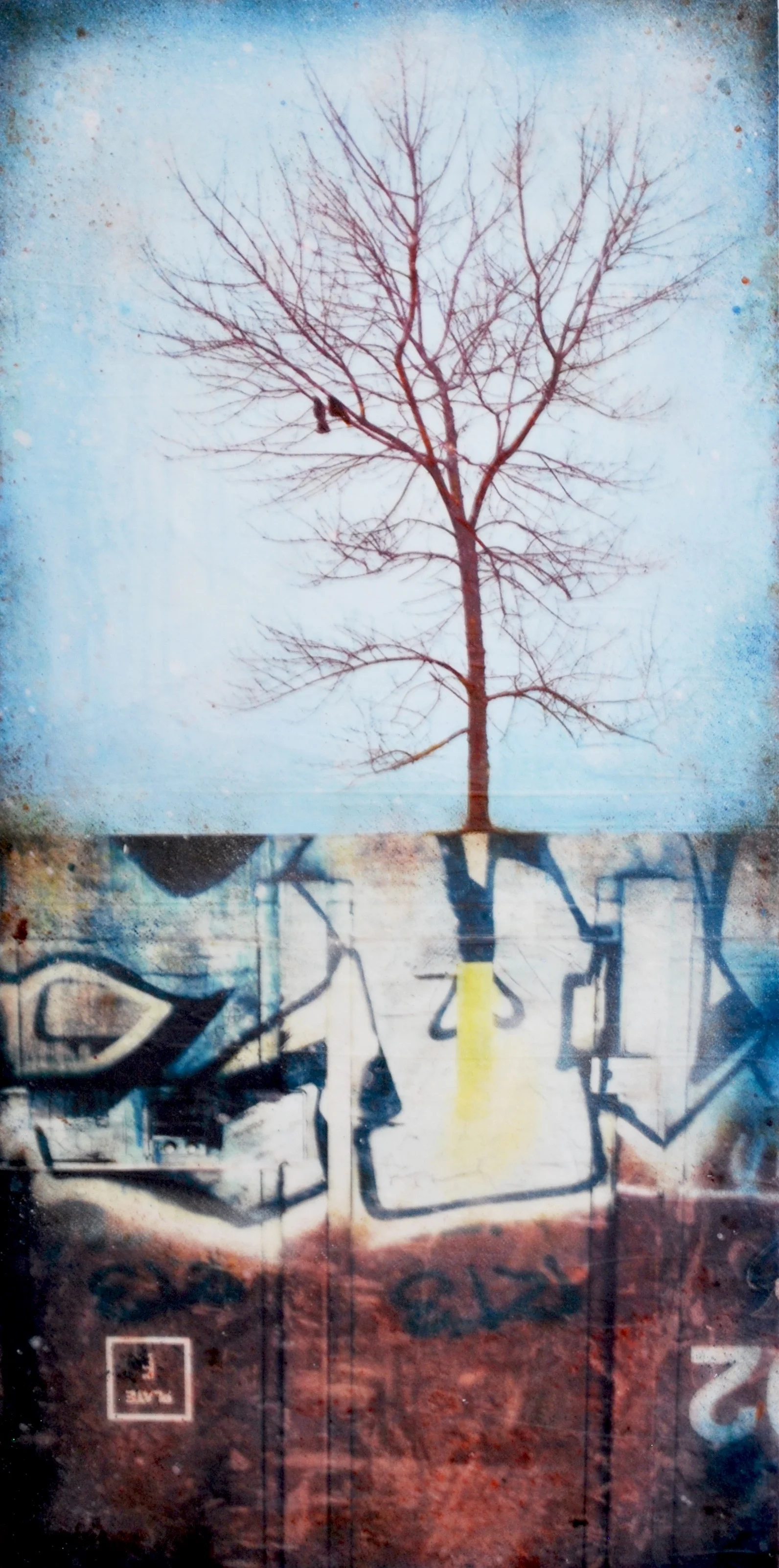 The Deuce 2018 Mixed media on cradled panel 30x15 inches