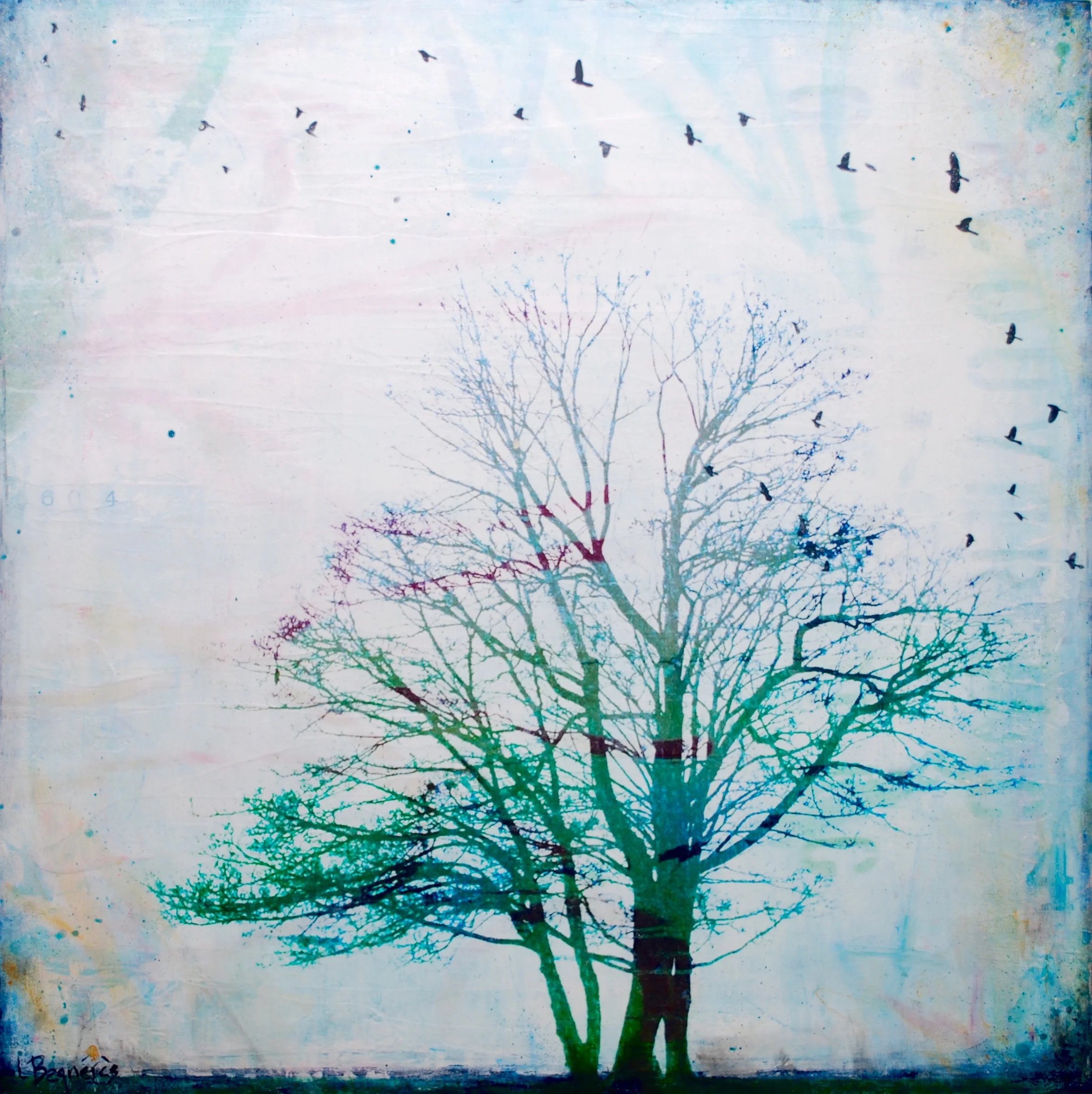 Winter Aria 2016 Mixed media on cradled panel 24x24 inches