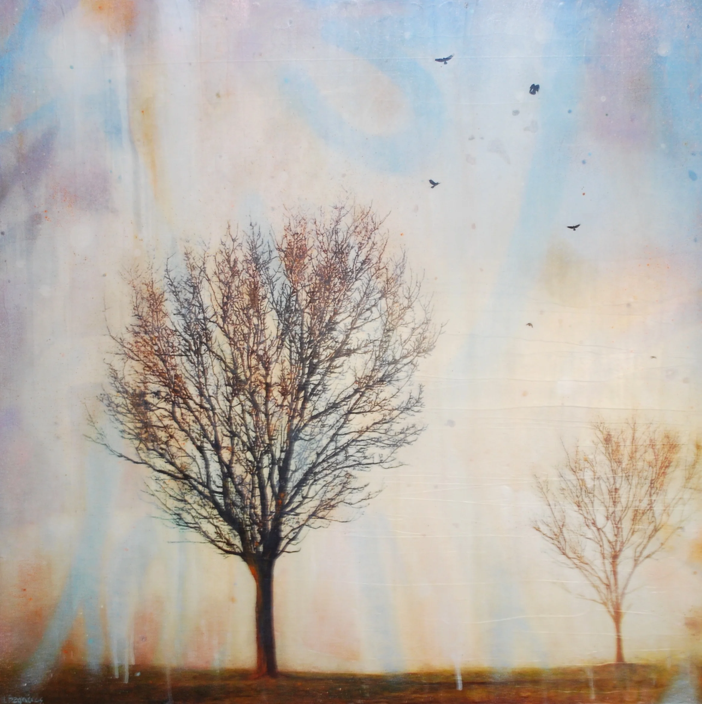 Comfort Zone 2019, mixed media on cradled panel, 40x40 inches