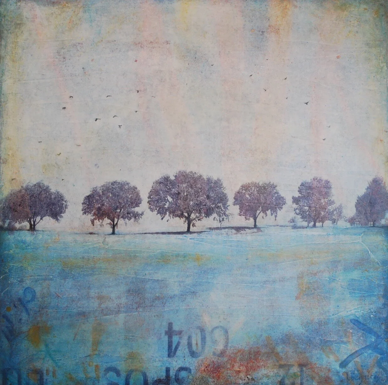 Interlude 2015, mixed media on cradled panel, 30x30 inches sold