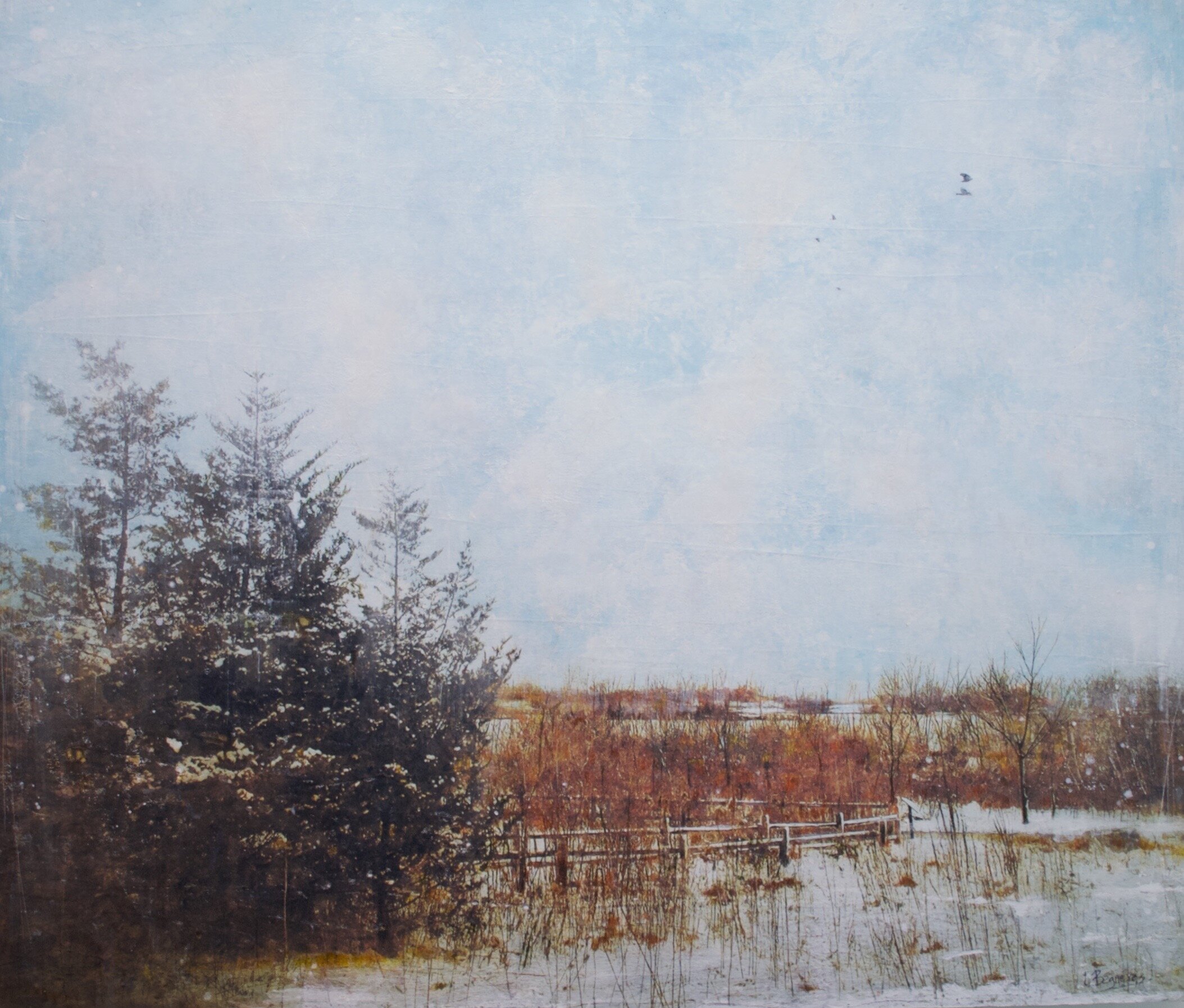 Quiet Integration 2021, mixed media on cradled panel, 28x33 inches, sold