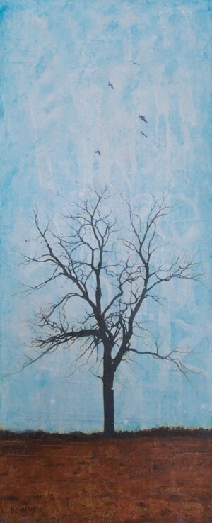 Elemental 2021, mixed media on cradled panel, 24x10 Sold