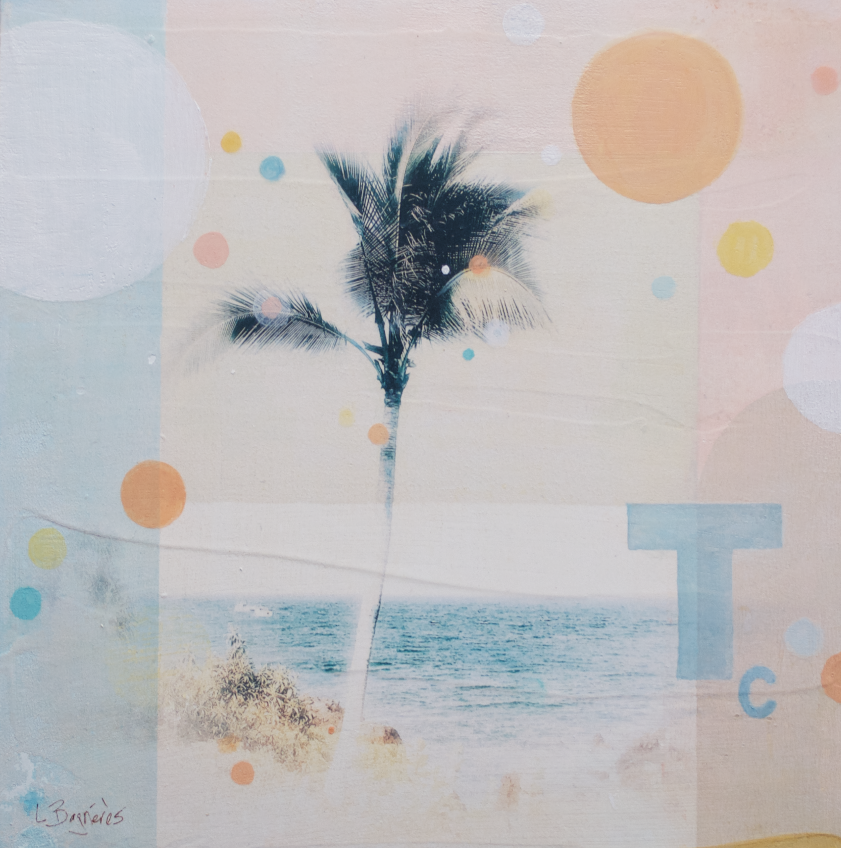   Tropical Crush  2020  Mixed media on cradled panel, 10x10 inches 