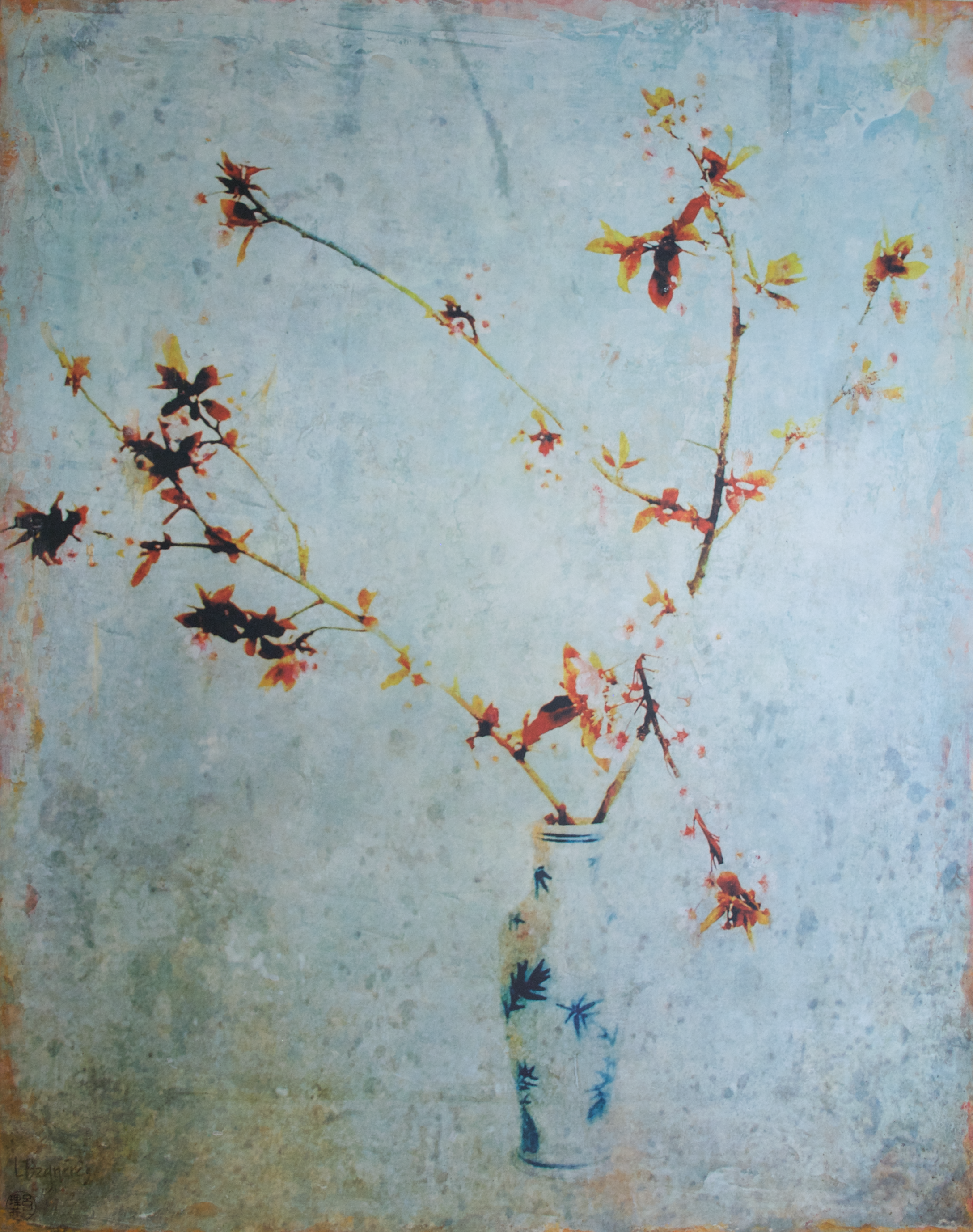   Ikebana: Shibui  2023 mixed media on cradled panel 30x24 inches 