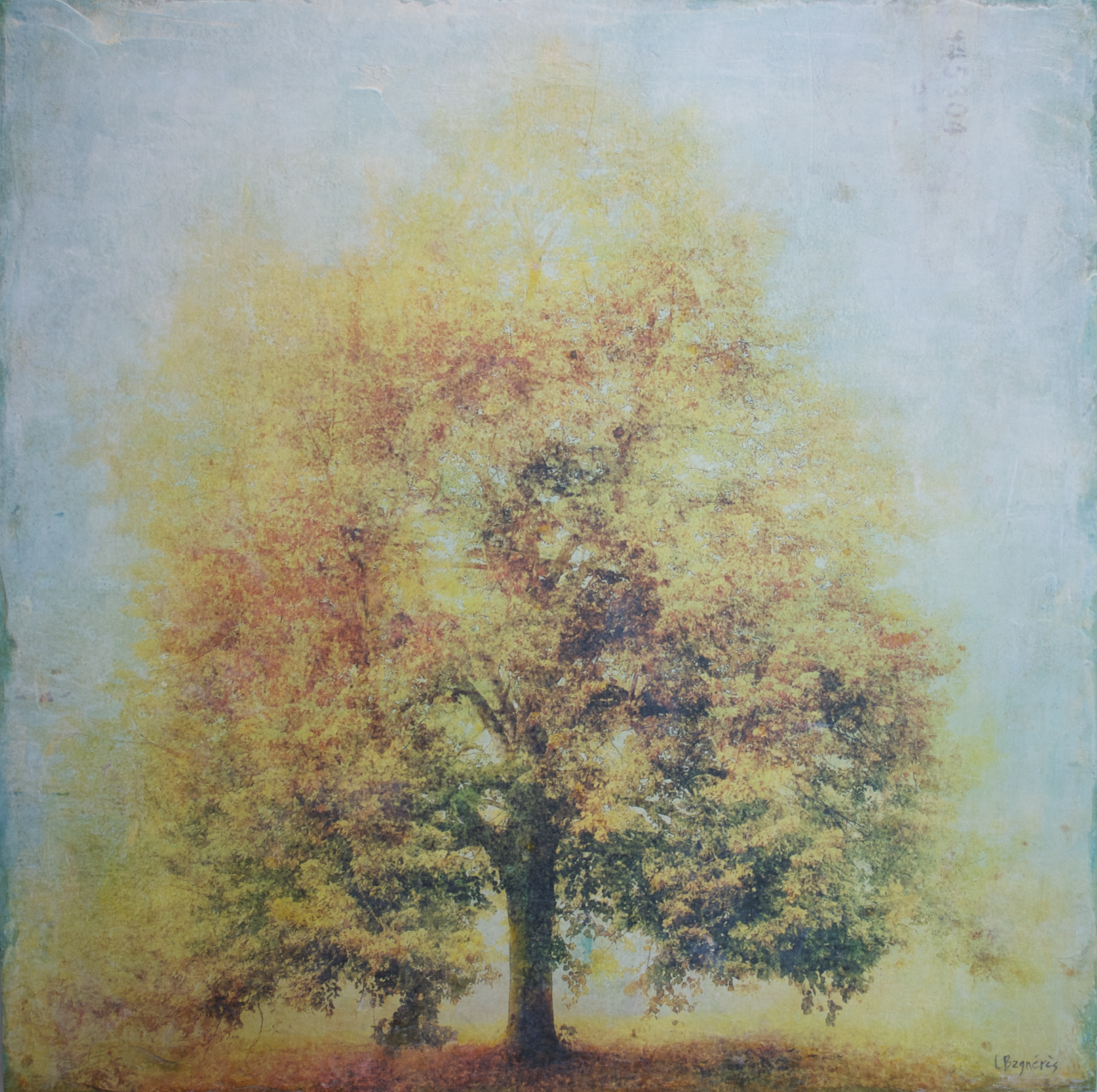 Luma 2023 mixed media on cradled panel, 36x36 inches