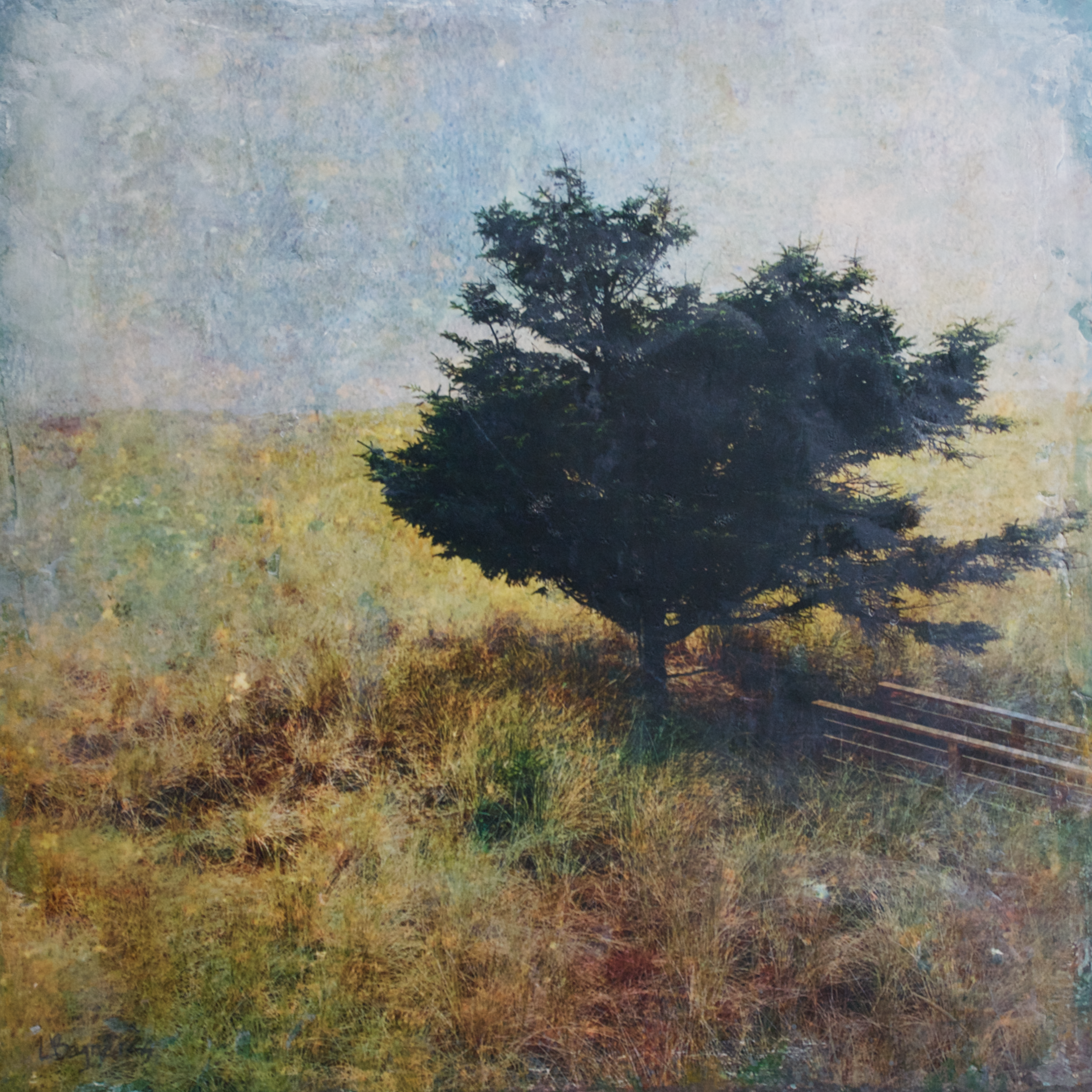 Geniévre 2023, mixed media on cradled panel, 12x12 inches