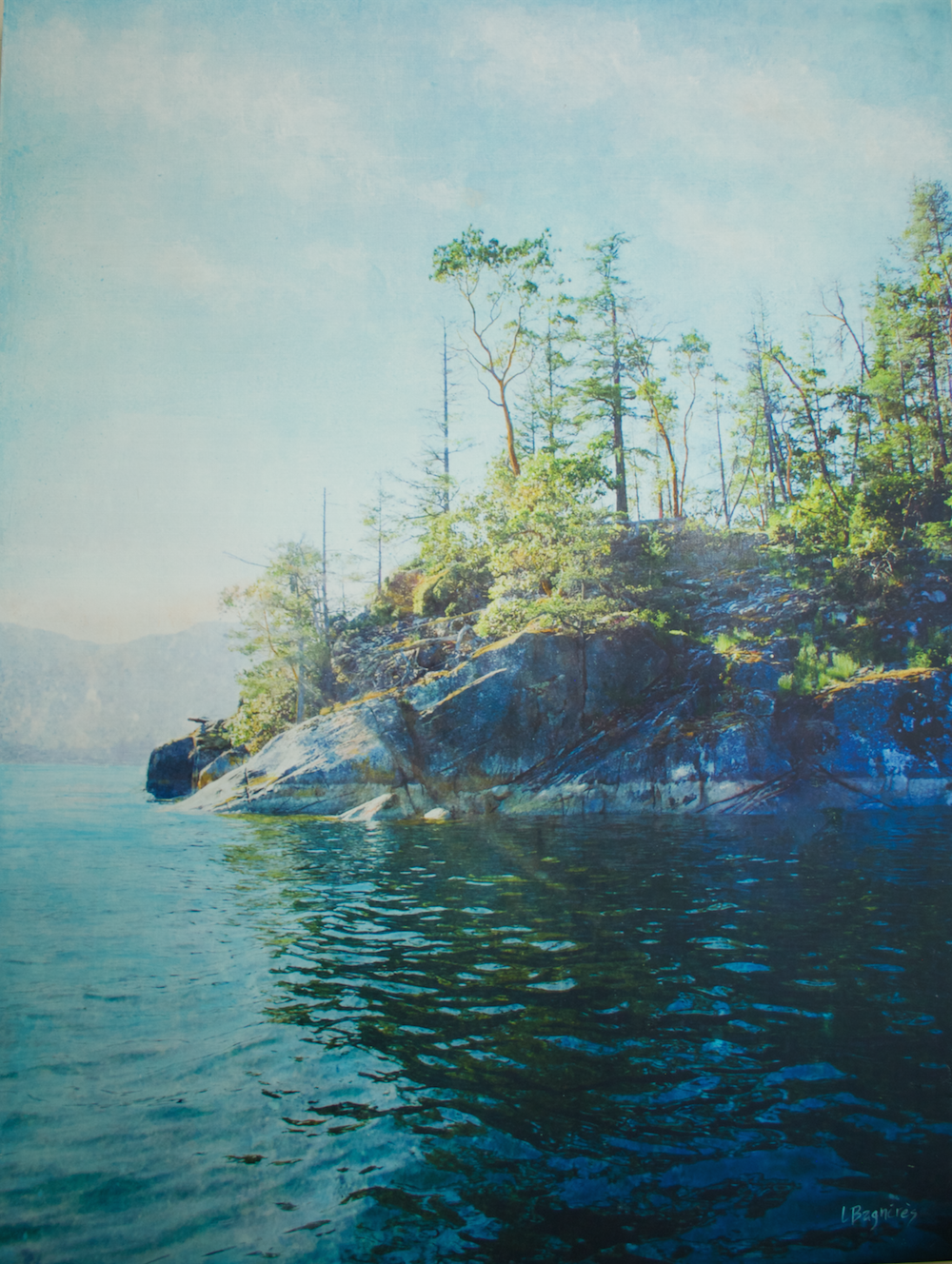The Slow Coast , 2025 mixed media on cradled panel, 40×30