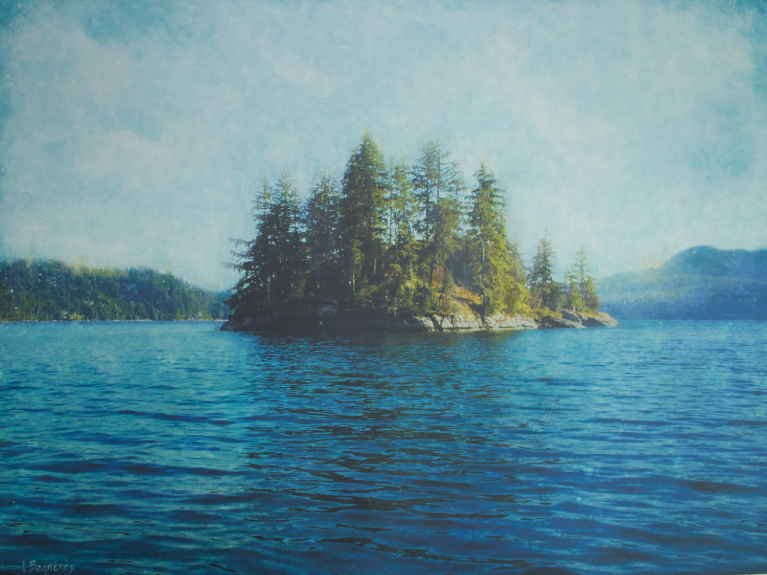 Sea Of Slow Time , 2025 mixed media on cradled panel, 30×40