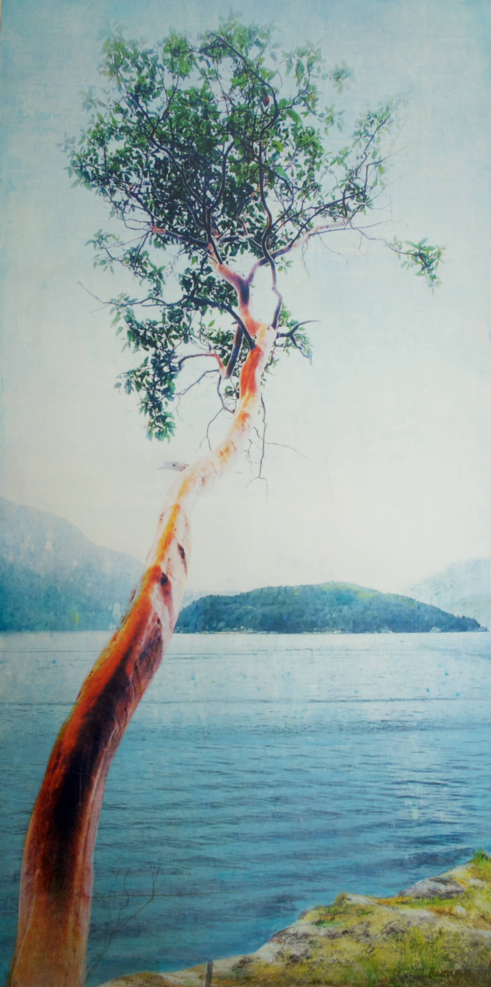 Sun-Seeker 2025, mixed media on cradled panel 40×20