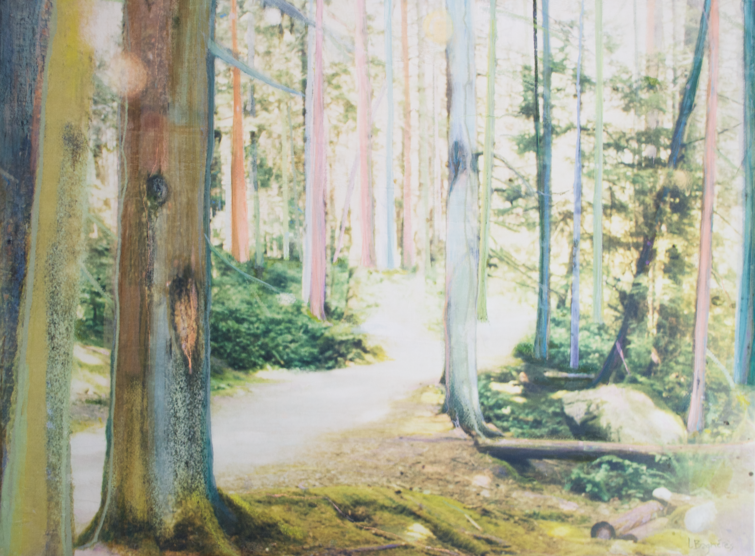   The Secrets We Keep  2025 Mixed media on birch panel 30×40 inches 