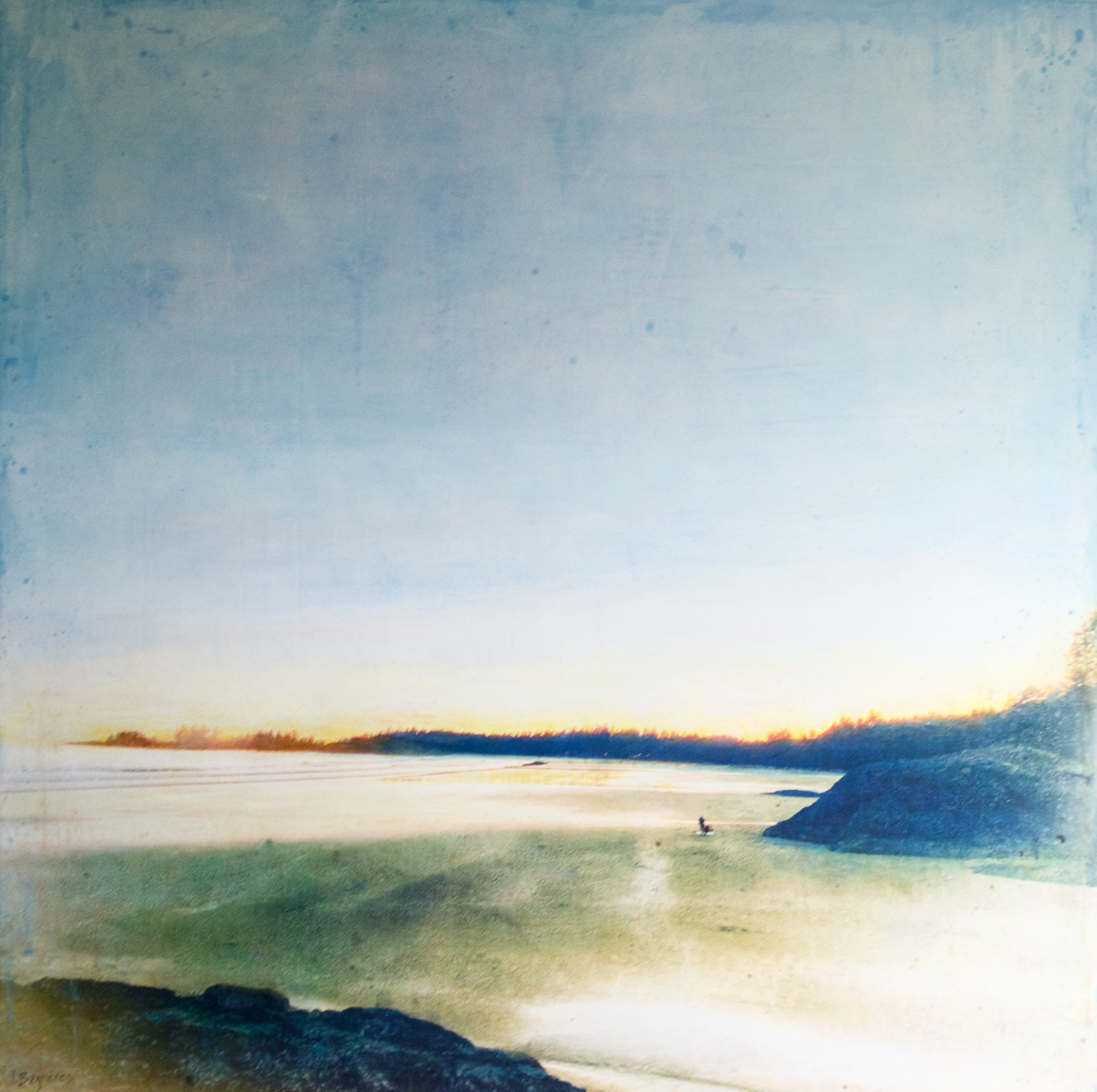   Pacific Verge  2026 mixed media on cradled panel, 36×36 inches 