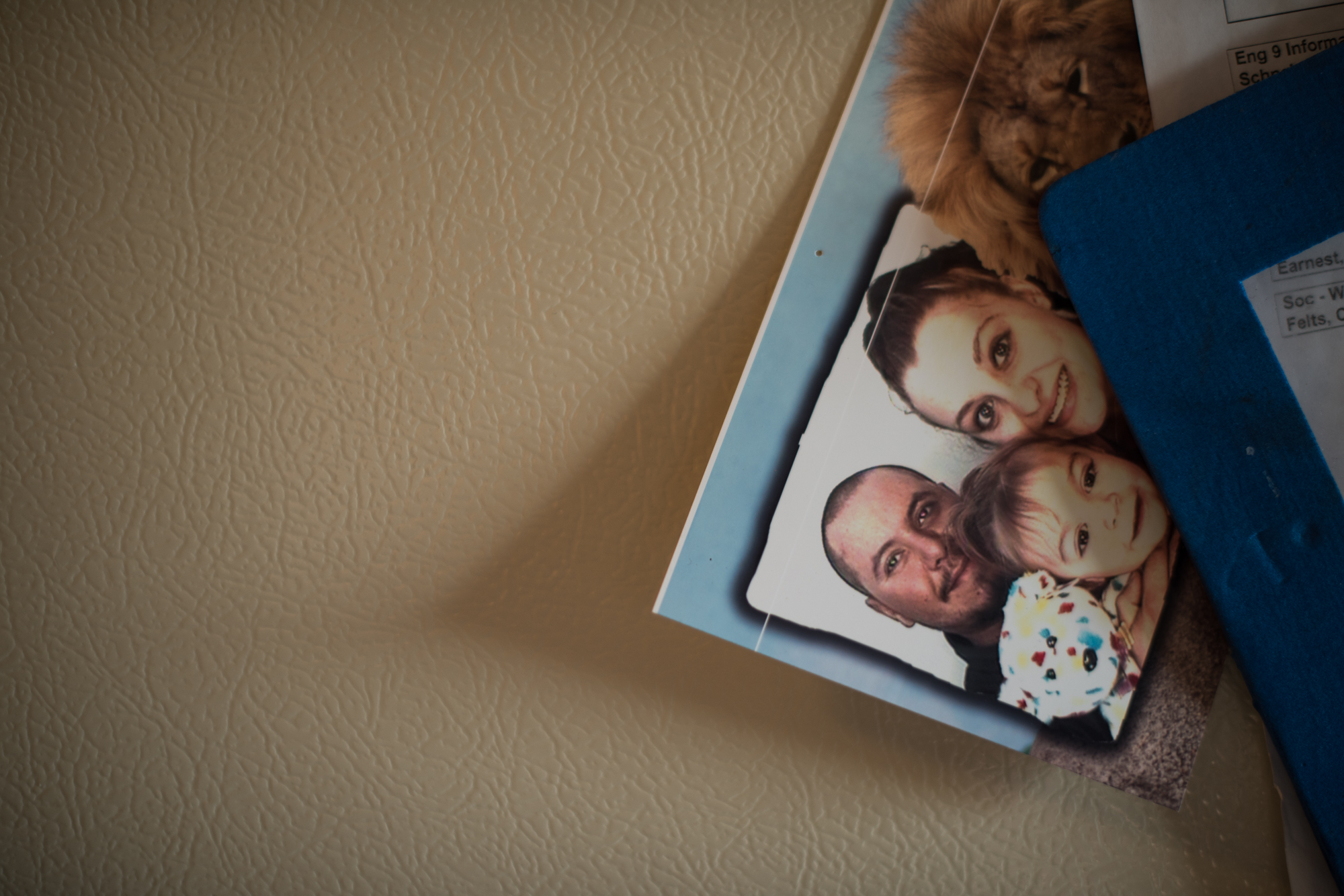  A family photo taken at the zoo on the family’s refrigerator door.  