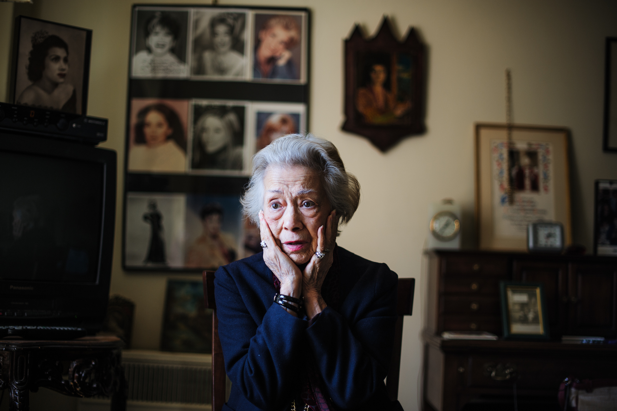  Bianca, age 83, holds her face in reaction to learning that she has been moved to a retirement home because she was diagnosed with dementia, 2008.  