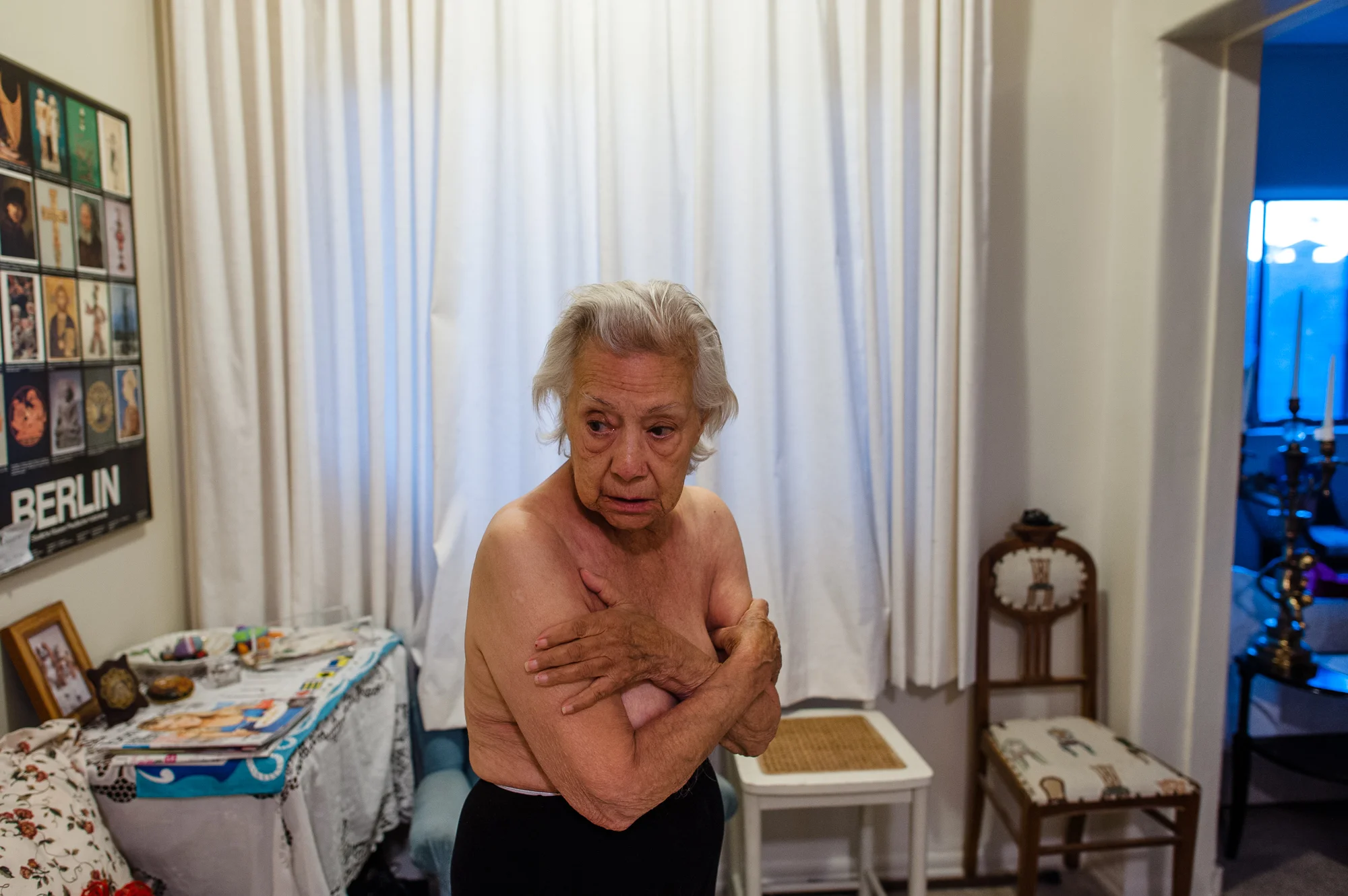Bianca, age 85, stands in her apartment in Los Angeles, 2010.