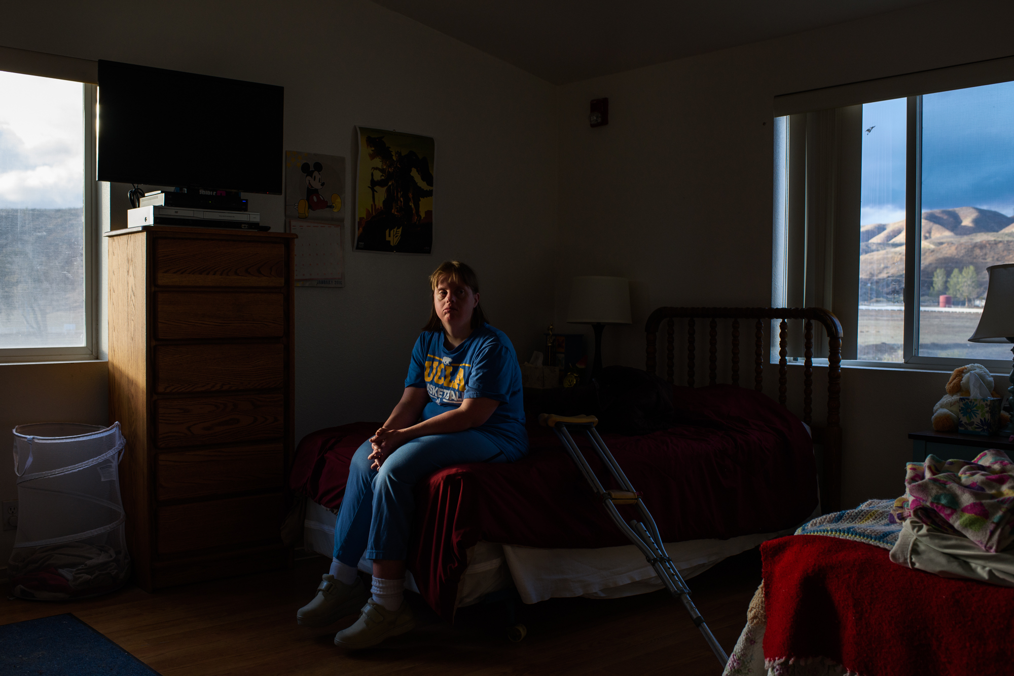 Krysta sits in her room at the ranch.