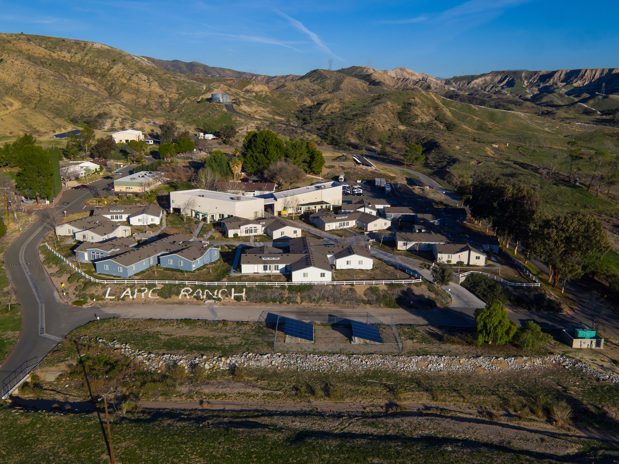  A view from above of LARC Ranch, a home to 100 developmentally disabled adults.  