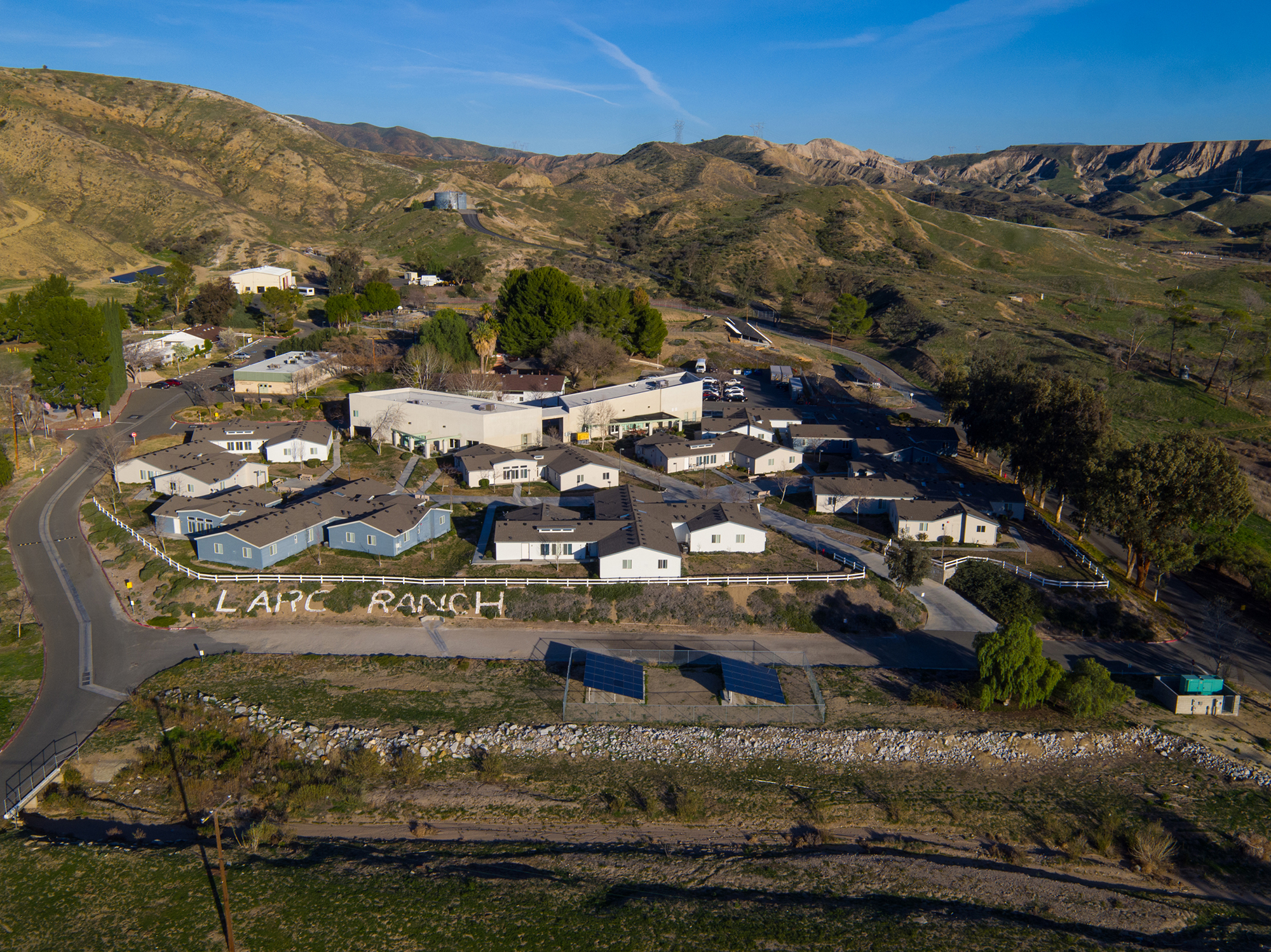 A view from above of LARC Ranch, a home to 100 developmentally disabled adults.