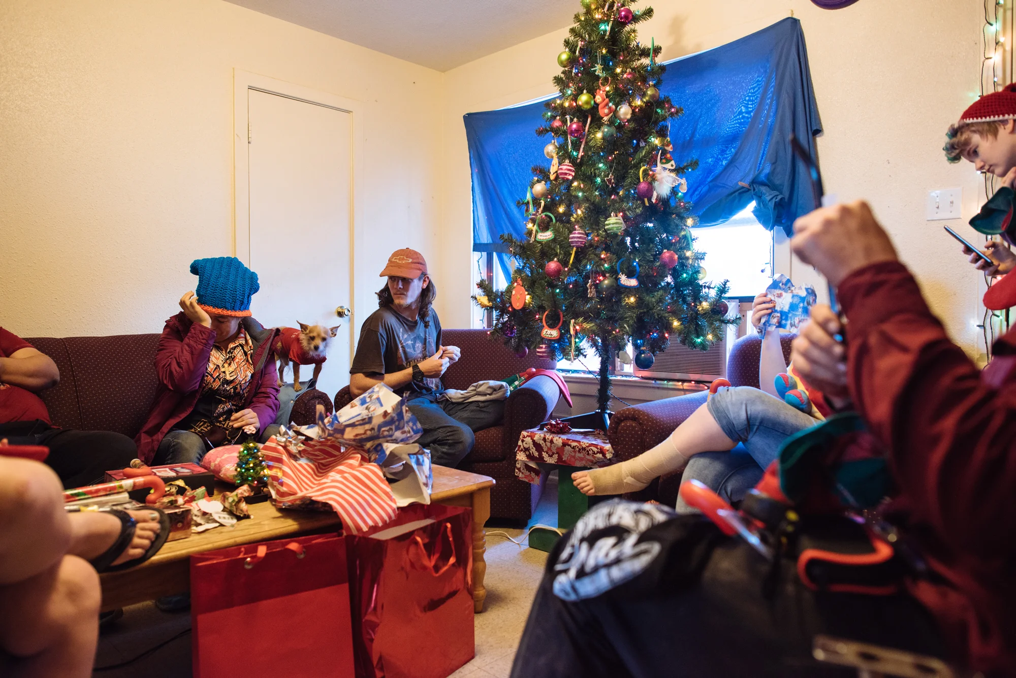 Delilah cries after opening her gifts on Christmas Day.