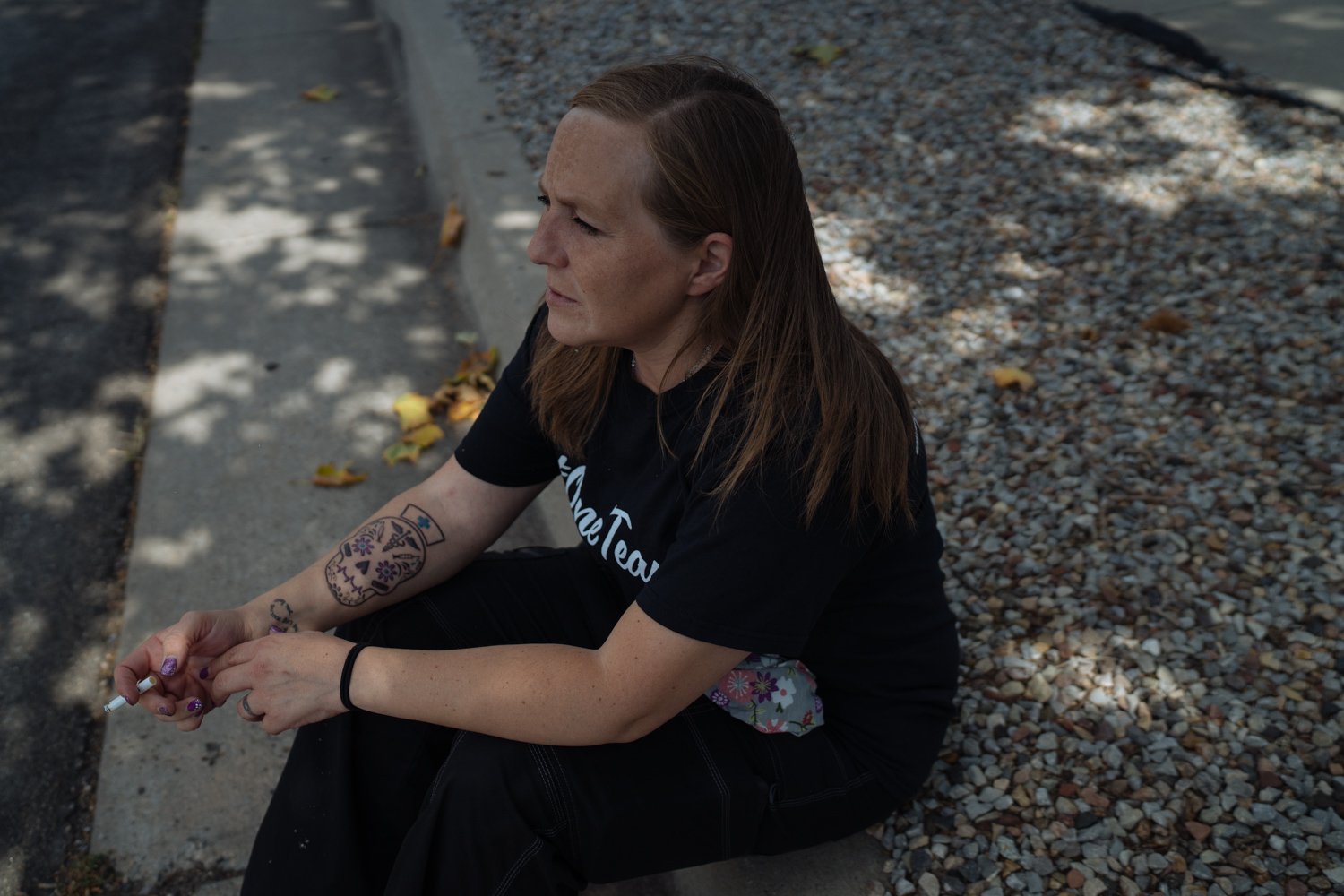  Angela Dobra, a nurse, taking a break outside the facility. 