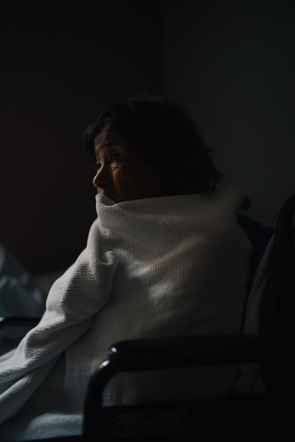  Alice Begay, 84, sitting in her wheelchair. 