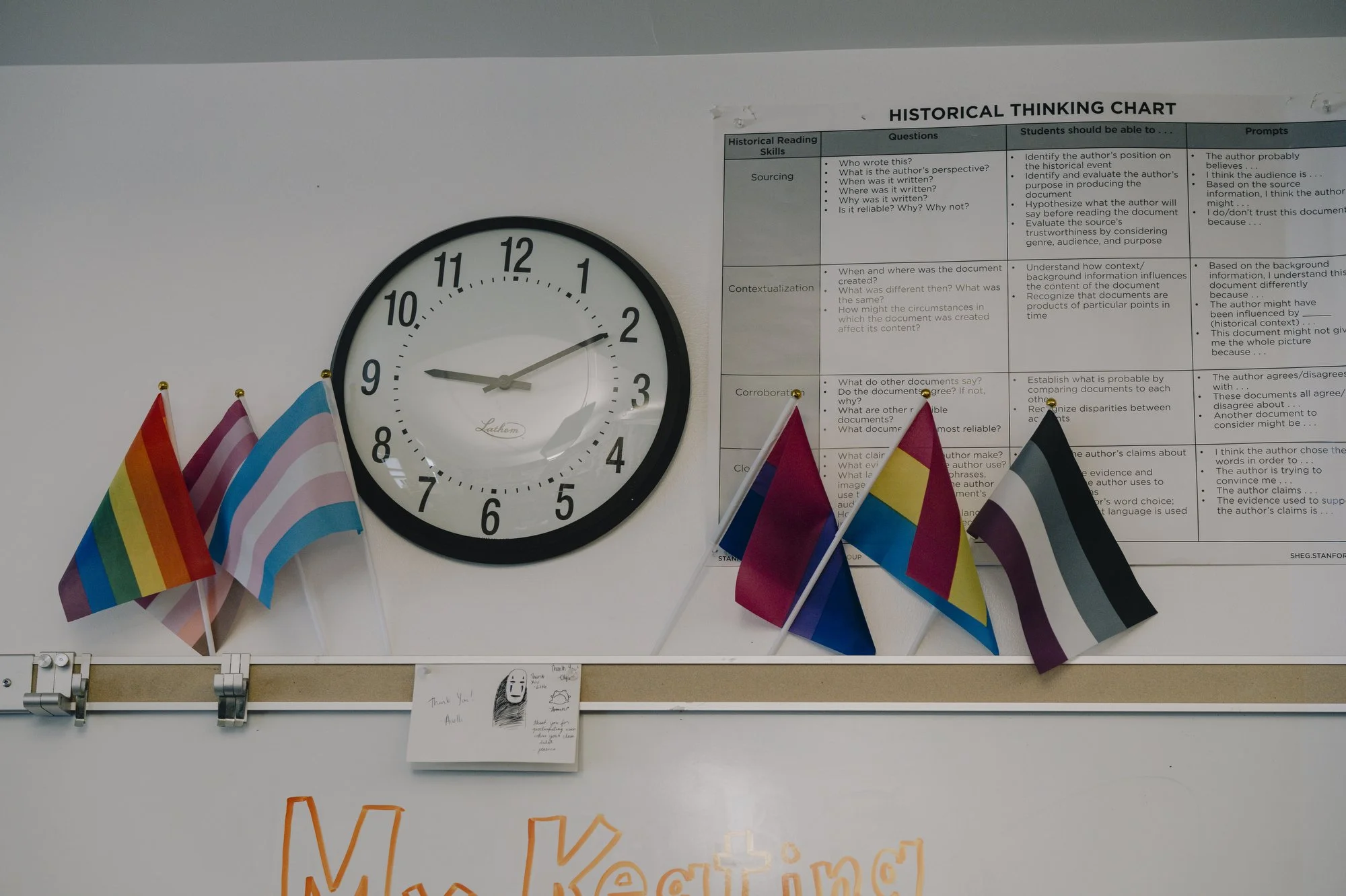  Flags displayed in a History classroom. 