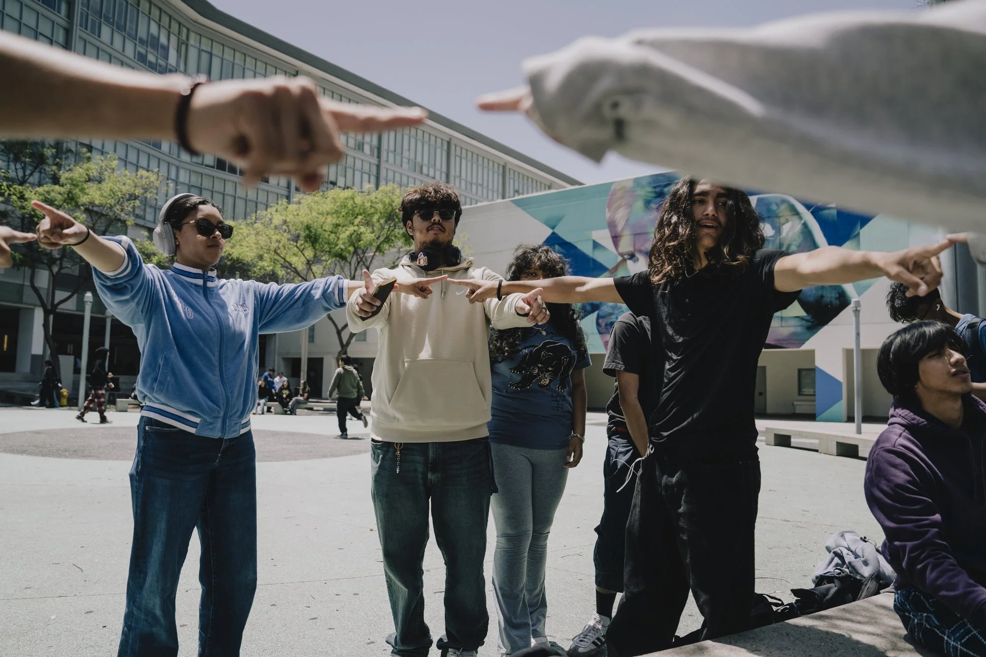  Students gather at lunch at UCLA Community School in Los Angeles, California. 