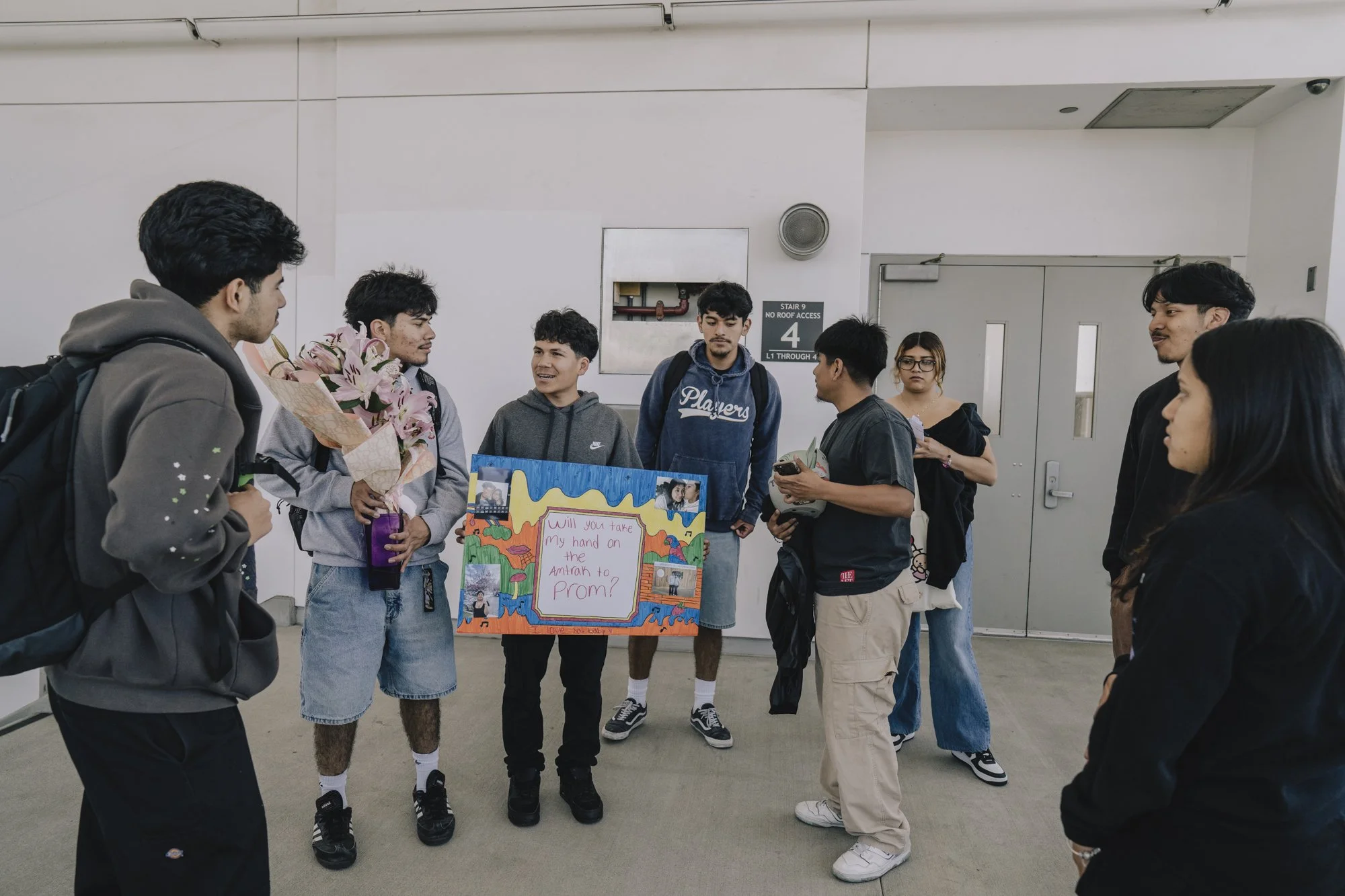  Javir and friends help decorate for a friend’s Prom Proposal.  “It’s going to be hard to leave school,”  said Javir when asked about his close bonds with students and teachers. 