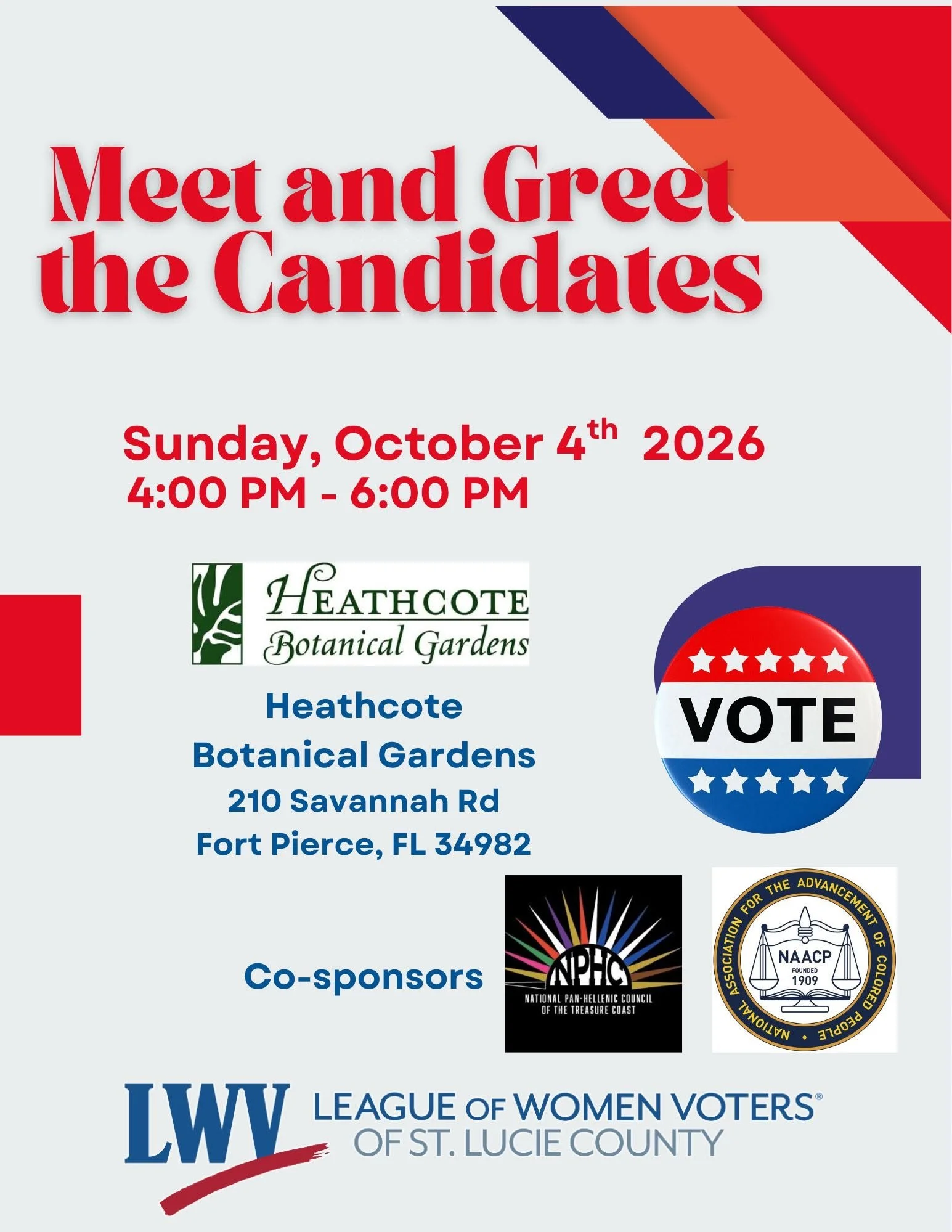 Candidate Meet &amp; Greet Hosted by League of Women Voters