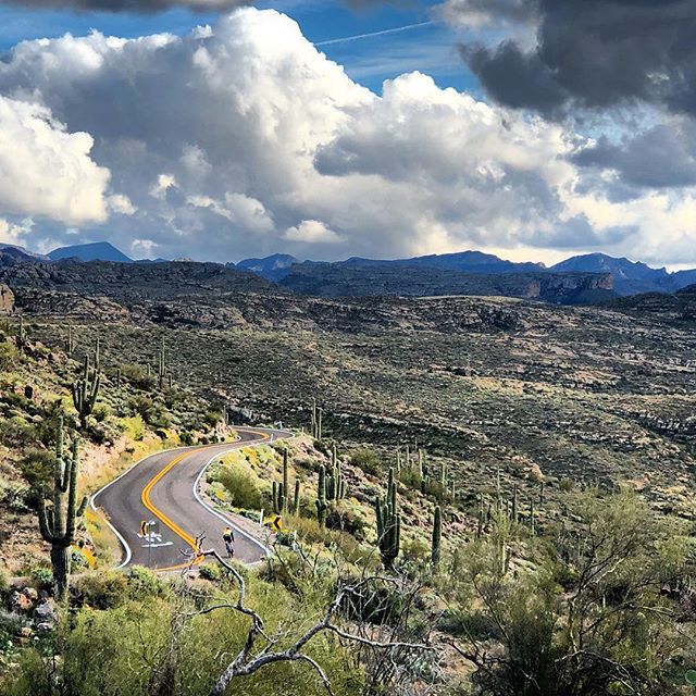 The mountain roads outside Phoenix are perfectly smooth ribbons of cycling goodness!  And a little hilly. #tortillaflat #canyonlake #phoenixcycling #cycling #roadriding