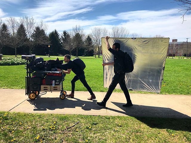 Having an awesome and very mobile crew makes everything better! Huge thanks to these guys for working their booties off for our Bridgewater College  shoot. @bridgewatercollege #onlocation #photoshoot #bts @lipman.hearne