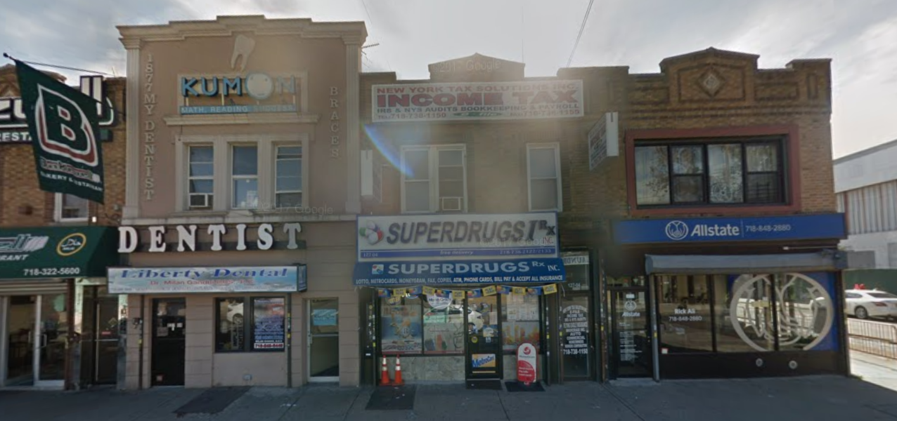 Superdrugs on Liberty Avenue in Richmond Hill is one of four Queens pharmacies owned by Aleah Mohammed, who allegedly defrauded Medicare for nearly $8 million. // Google Maps