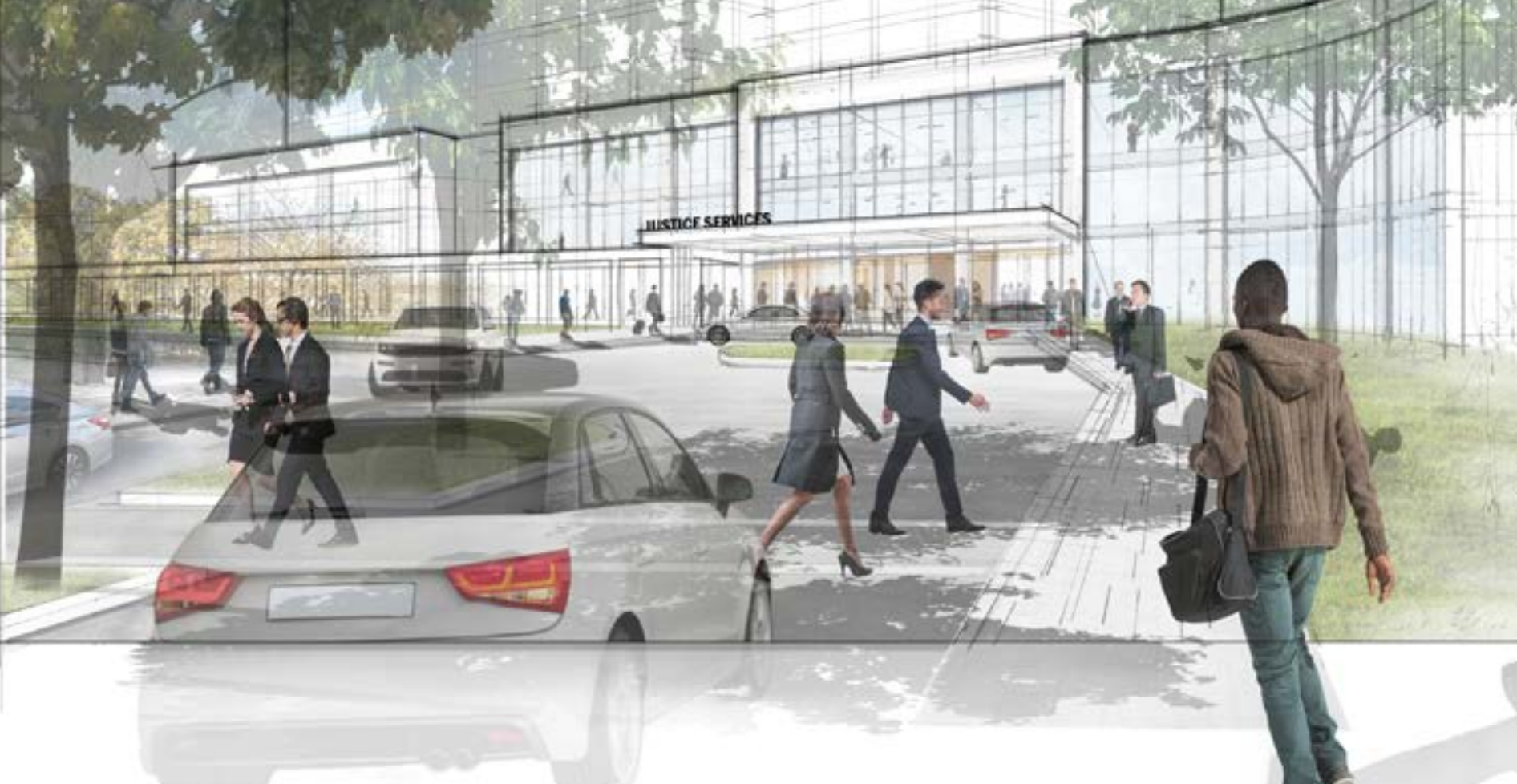 An artist’s rendering of the exterior of a new Queens jail included in the city’s plan to close Rikers Island. // Rendering courtesy of the Mayor’s Office