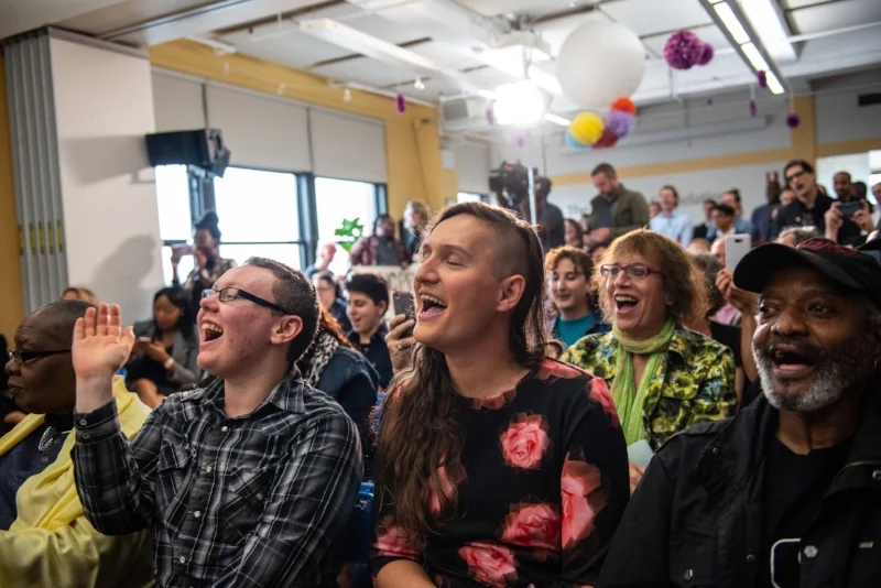 LGBTQ advocates cheered the new law the bill signing event Tuesday. // Photo by Michael Appleton/Mayoral Photography Office