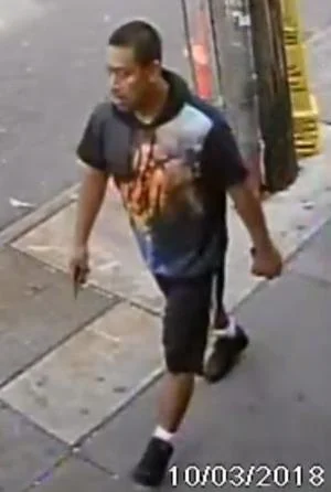 Surveillance footage allegedly shows Noe Angel Sorriano Cruz, 38, walking away from the scene after grabbing the vagina of a preteen. Courtesy of NYPD