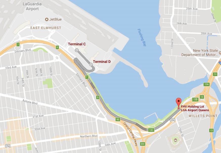 A map of the new for-hire vehicle lot at LaGuardia Airport. Image courtesy of the Port Authority of New York and New Jersey.