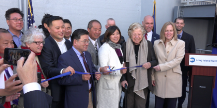 Local officials cut the ribbon on the new Flushing-Main Street station on Thursday. Photo courtesy of the MTA.