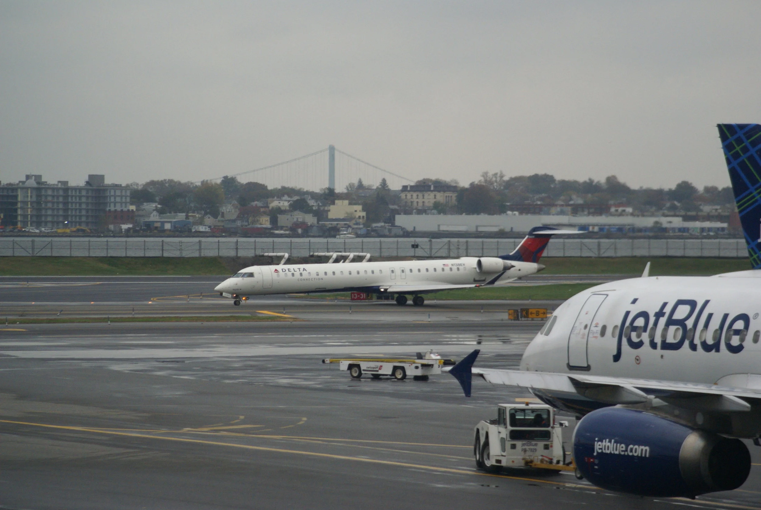 Airplanes on the LaGuardia Airport tarmac. Photo by David Ackerman.