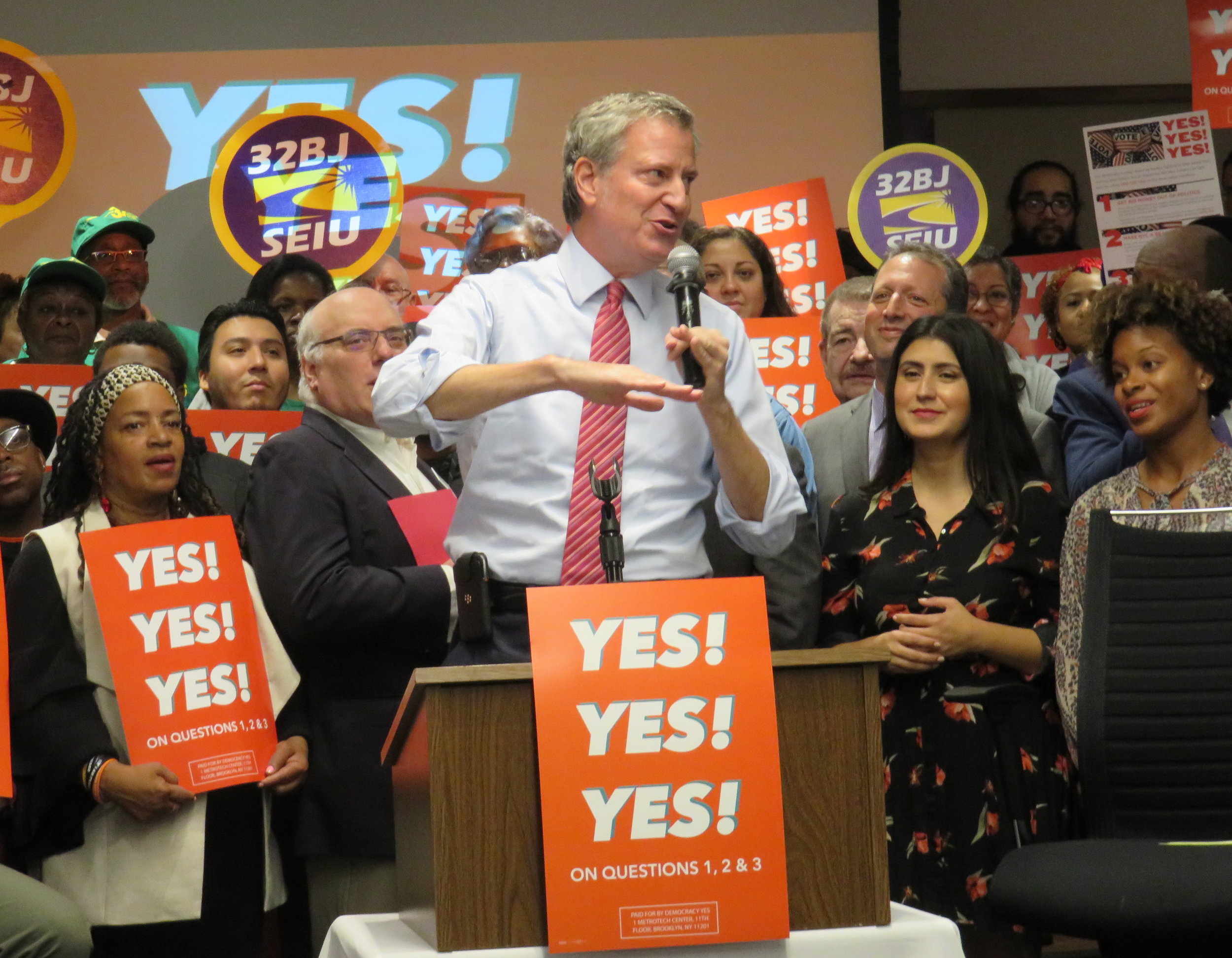 De Blasio Stumps For Charter Revision Ballot Proposals 