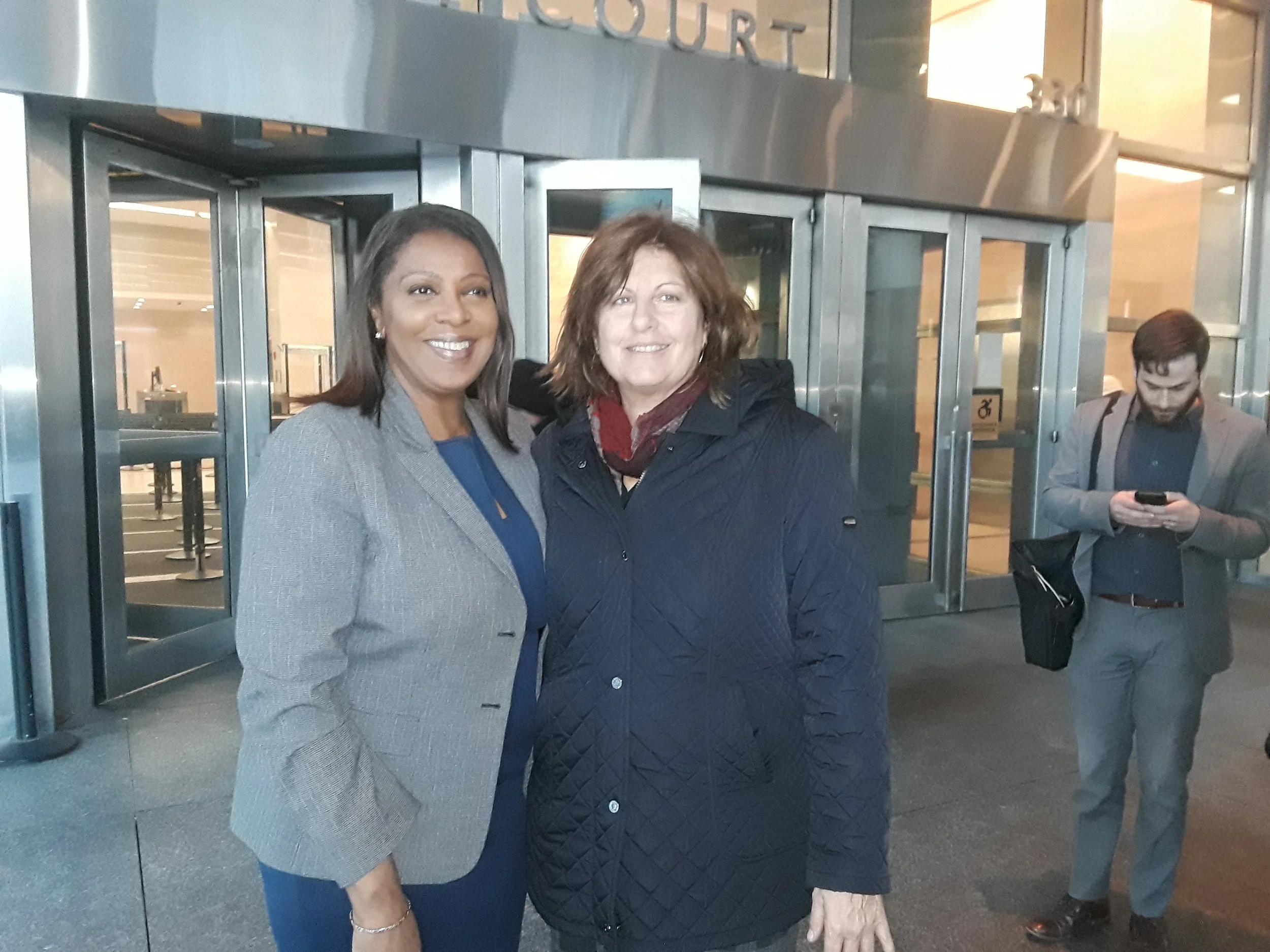New York State Attorney General-elect Letitia James (left) and Brooklyn Defender Services Founder and Executive Director Lisa Schreibersdorf. Eagle photo by Christina Carrega
