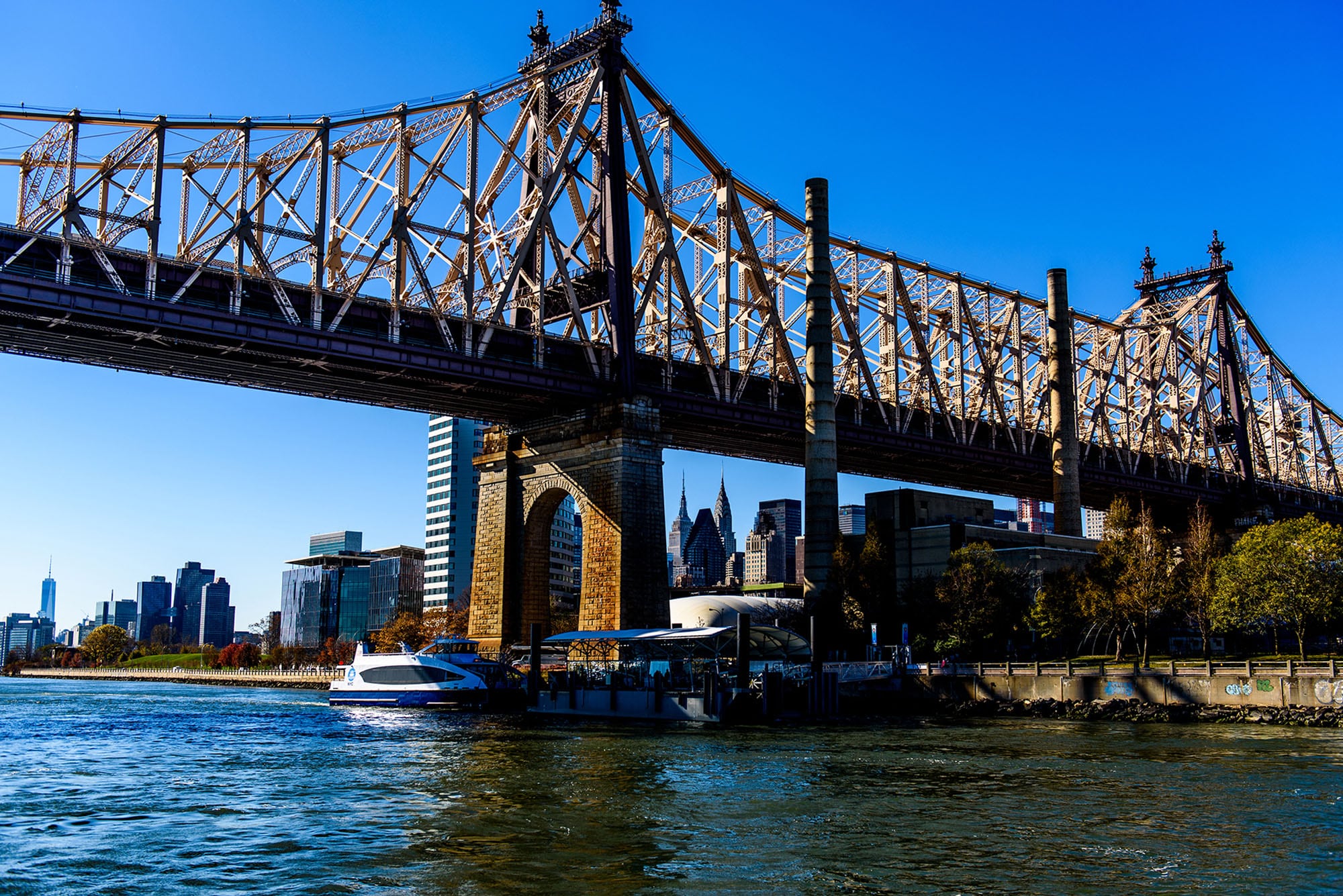 An Astoria Route ferry stops at Roosevelt Island. Photo courtesy of NYC Ferry.