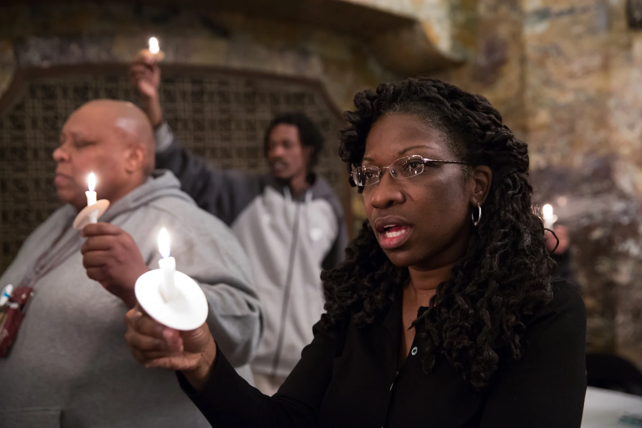 Attendees remember homeless New Yorkers who died in 2017 at last year’s Homeless Persons’ Memorial Day. Photo courtesy of Care for the Homeless