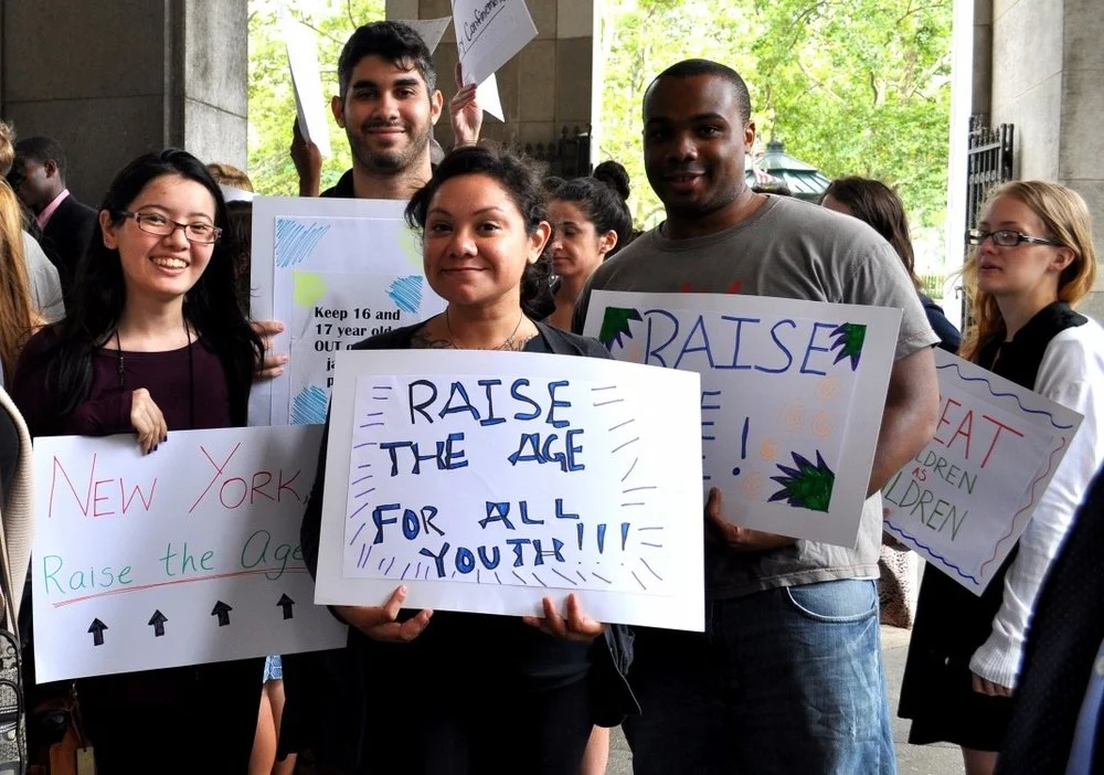 Young people demonstrate in support of Raise the Age prior to passage of the law. Photo via the NYS Senate