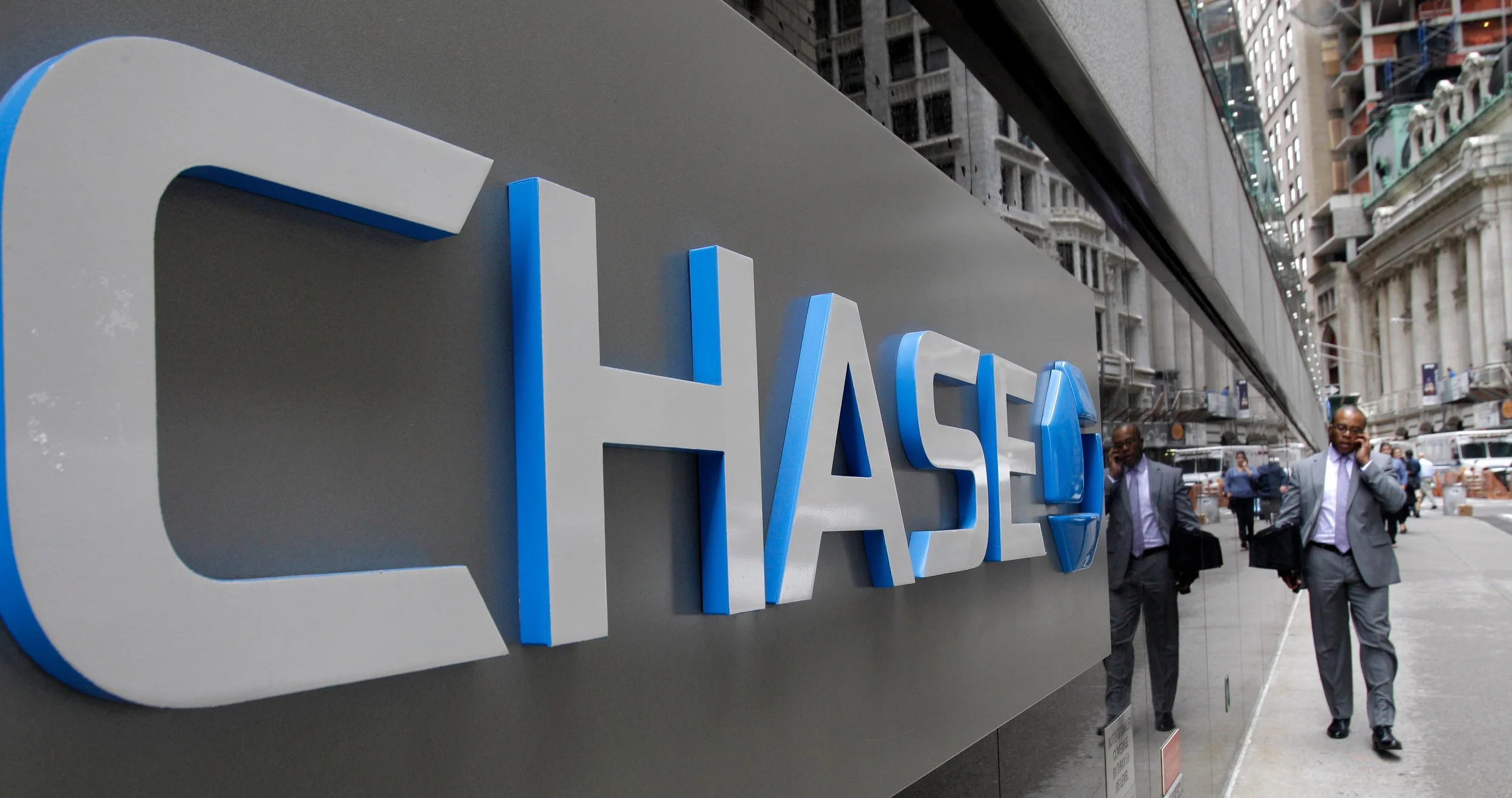 A J.P. Morgan Chase logo at the base of one of the bank's large Lower Manhattan buildings in New York. Joshua Stephens-Anselm began stealing from a two women’s account while employed at a J.P. Morgan Chase branch. AP Photo/Kathy Willens, File