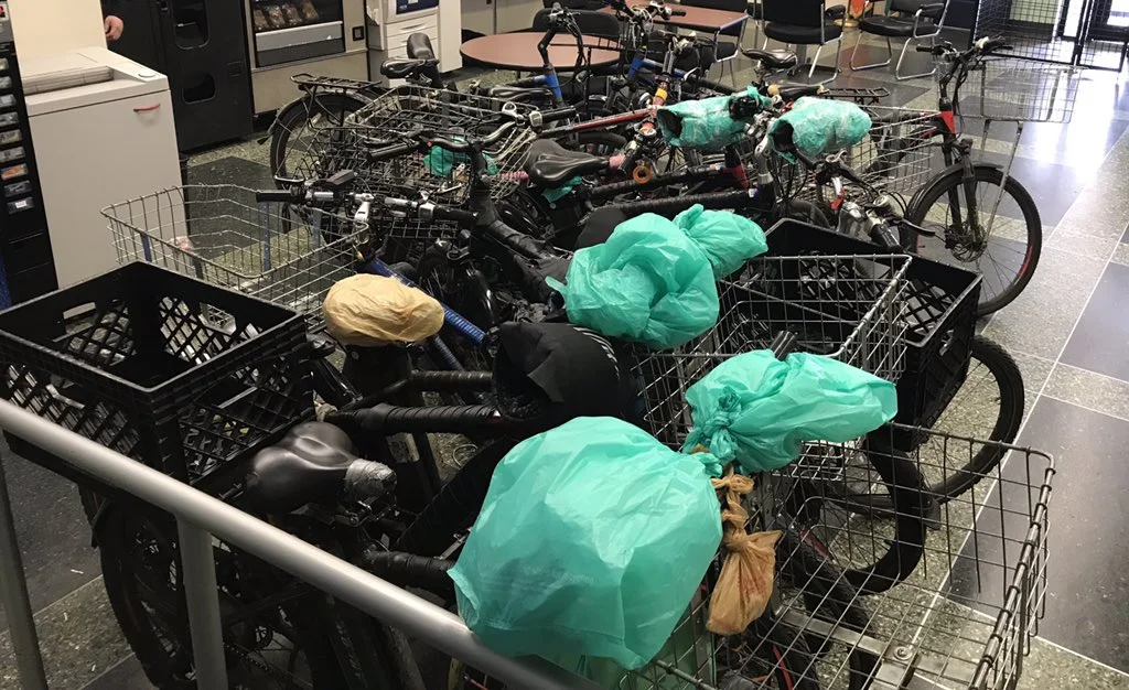 The 24th Precinct shared a photo of e-bikes they commandeered on the Upper West Side. Twitter photo via 24th Precinct