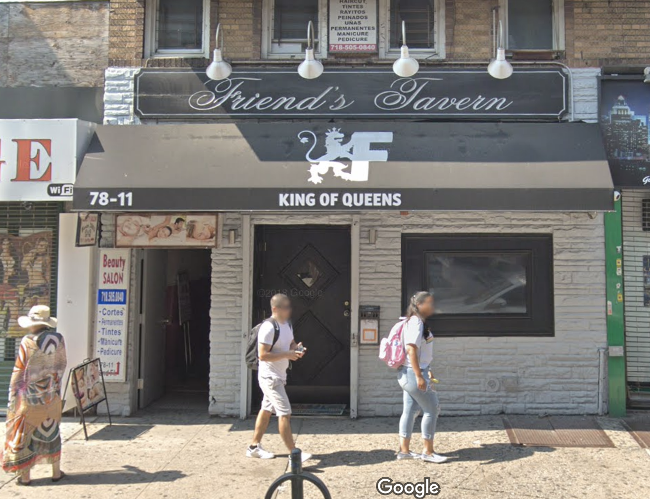 NYPD Officer Jose Linares-Bilbao was arrested for his alleged role in group attack outside Friend’s Tavern, a gay bar in Corona. Photo via Google Maps