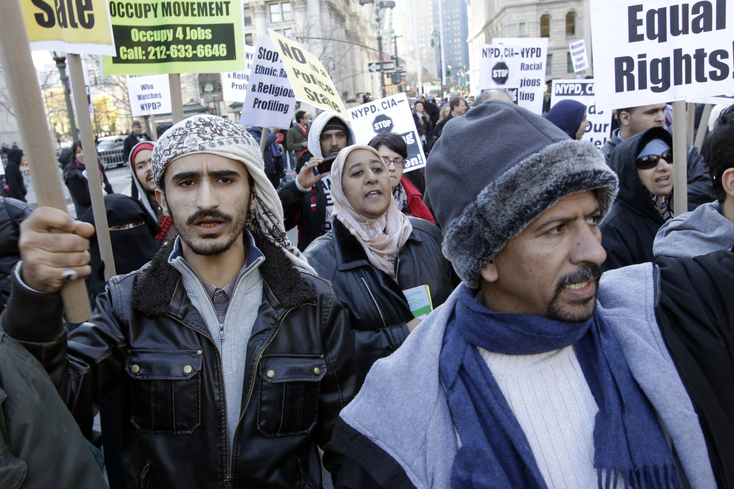 Hundreds of Muslim New Yorkers gather to pray and protest a decade of the New York Police Department spying on Muslim communities.Hundreds of Muslim New Yorkers gather to pray and protest a decade of the New York Police Department spying on Muslim communities. AP Photo/Mary Altaffer