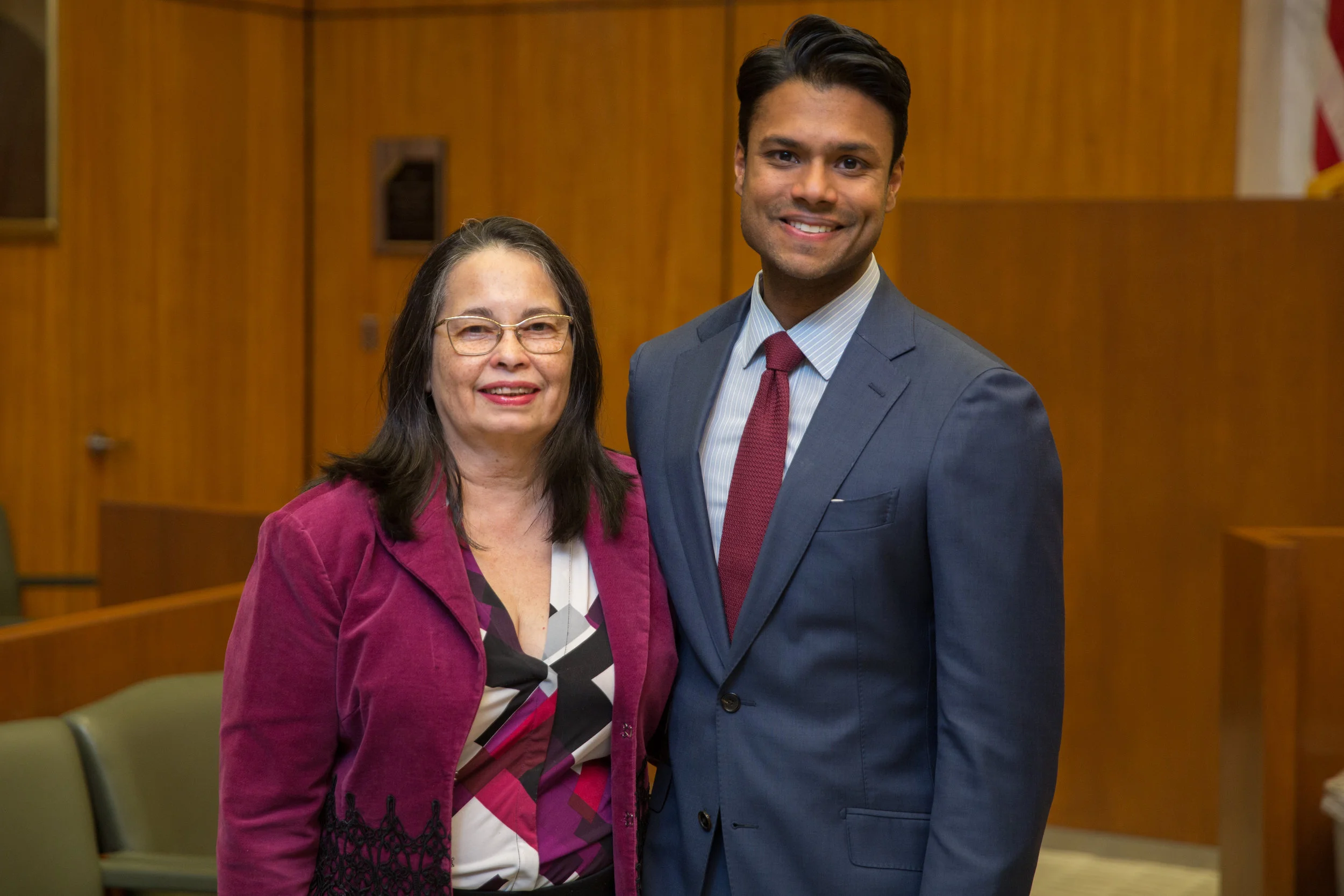 The South Asian Bar Association of New York held its installation at the EDNY courthouse. Pictured is Hon. Dora Irizarry, chief judge of the EDNY, and new president Ryan Budhu. Photos courtesy of Ryan Budhu.